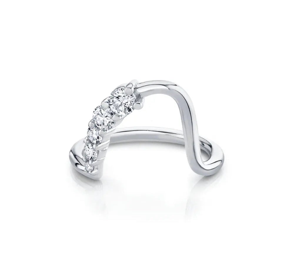 Marrow Fine Jewelry White Diamond Wave Wedding And Stacking Band [White Gold]