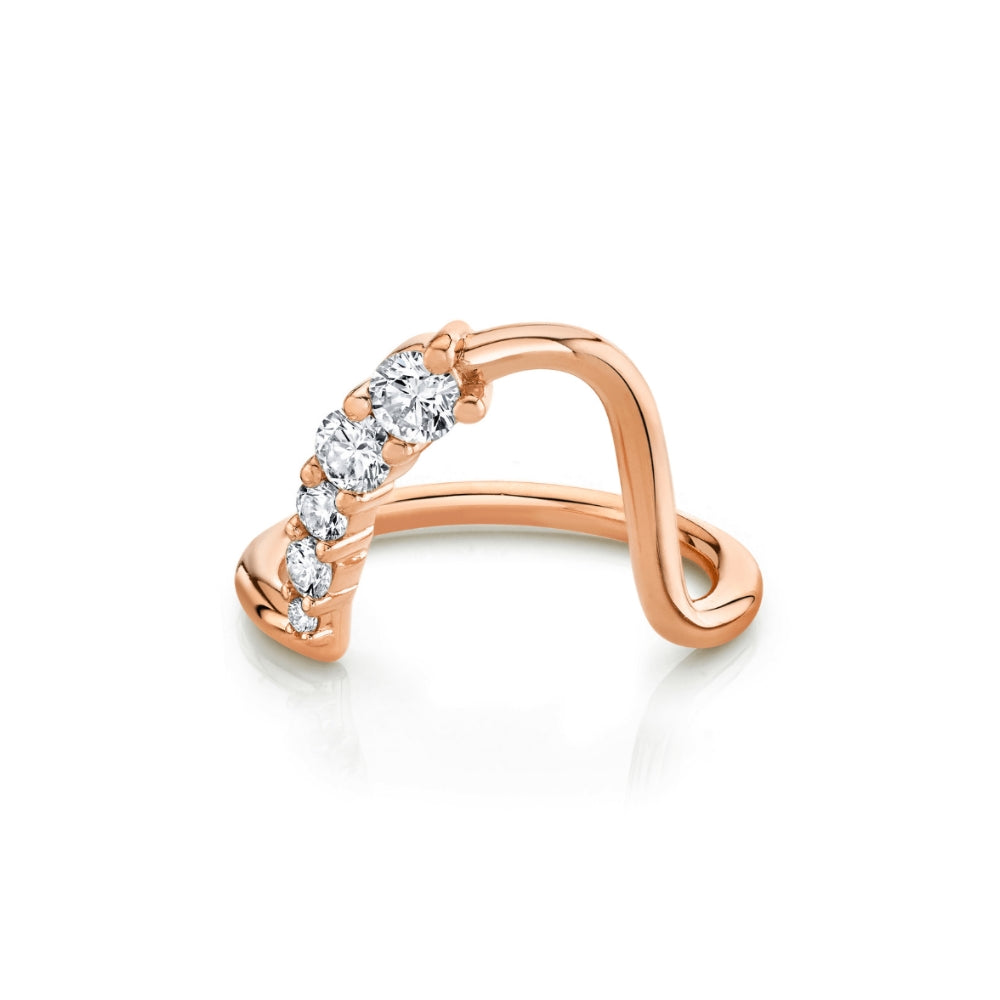 Marrow Fine Jewelry White Diamond Wave Wedding And Stacking Band [Rose Gold]