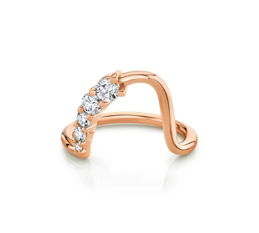 Marrow Fine Jewelry White Diamond Wave Wedding And Stacking Band [Rose Gold]
