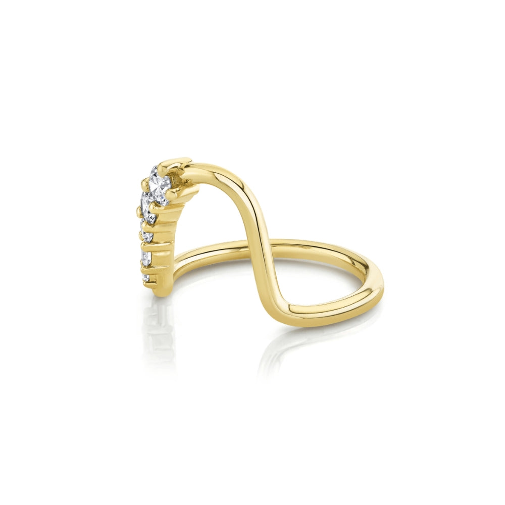Marrow Fine Jewelry White Diamond Wave Wedding And Stacking Band [Yellow Gold]