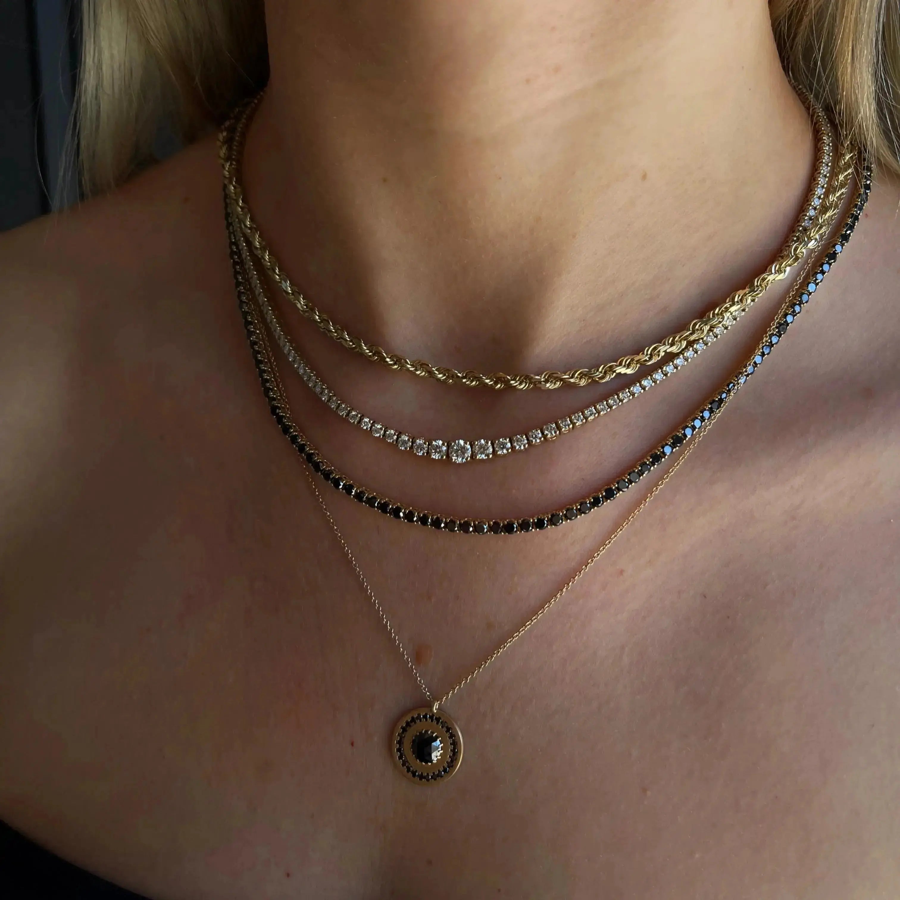 Black Diamond Tennis Necklace Marrow Fine