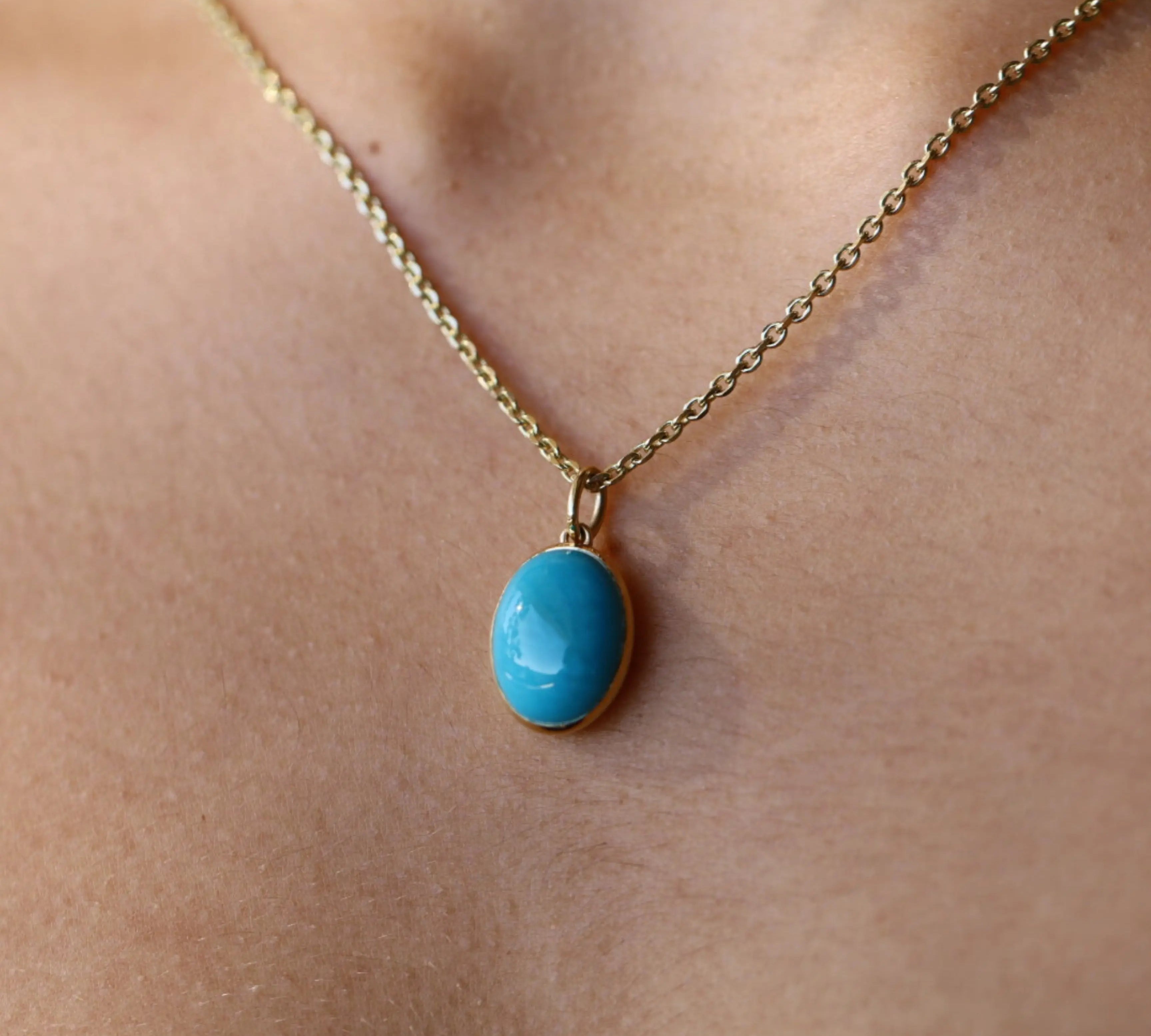 8.07ct Turquoise Necklace [on neck]