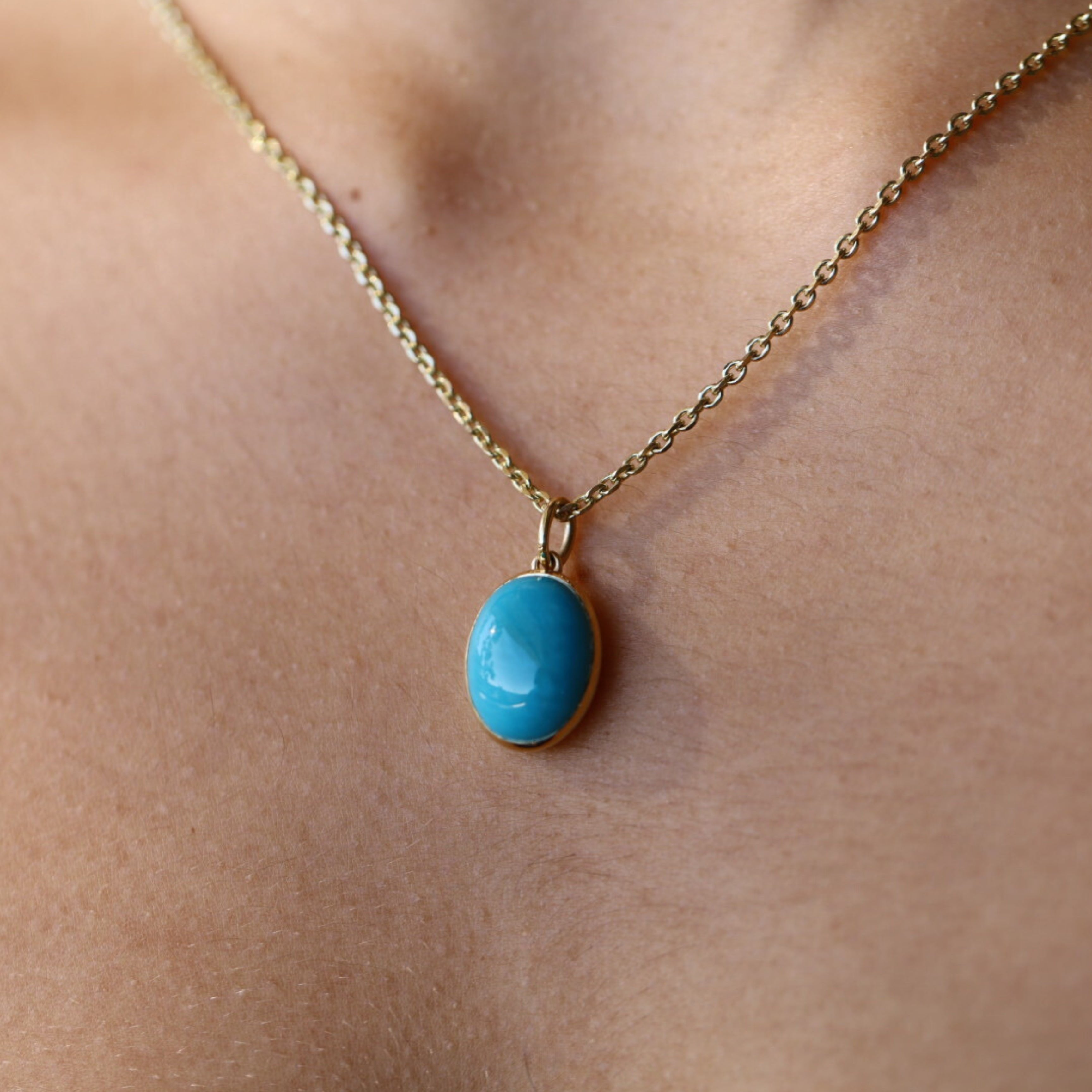 8.07ct Turquoise Necklace [on neck]