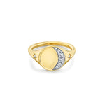 Marrow Fine Jewelry White Diamond Crescent Moon Phase Signet Ring [Yellow Gold]