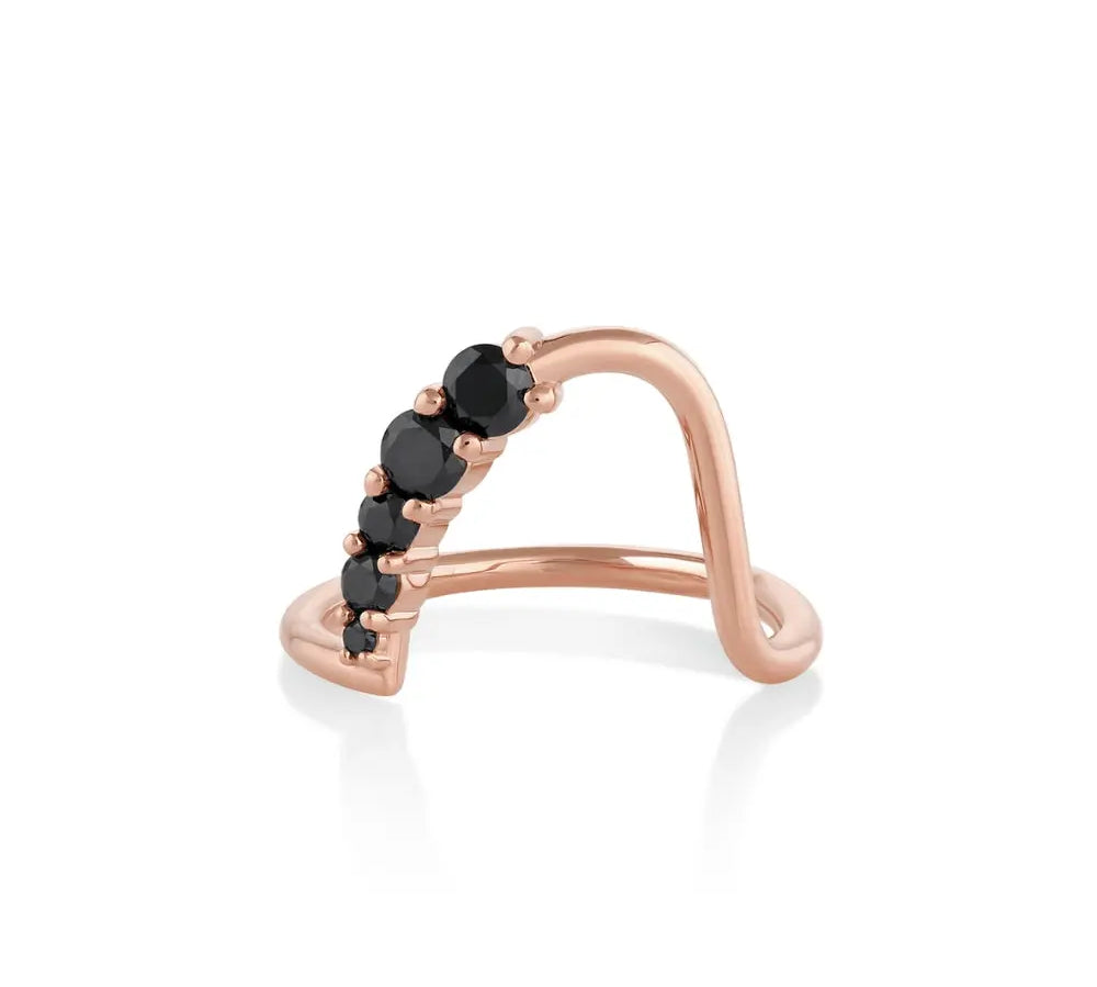 Marrow Fine Jewelry Black Diamond Lucy Wave Band [Rose Gold]