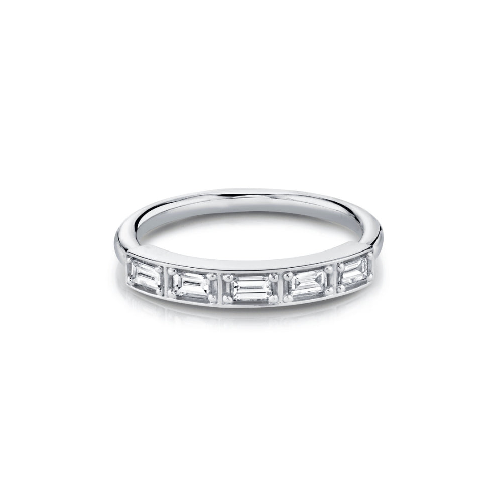 Marrow Fine Jewelry White Diamond Step Cut Stacking Wedding Band [White Gold]