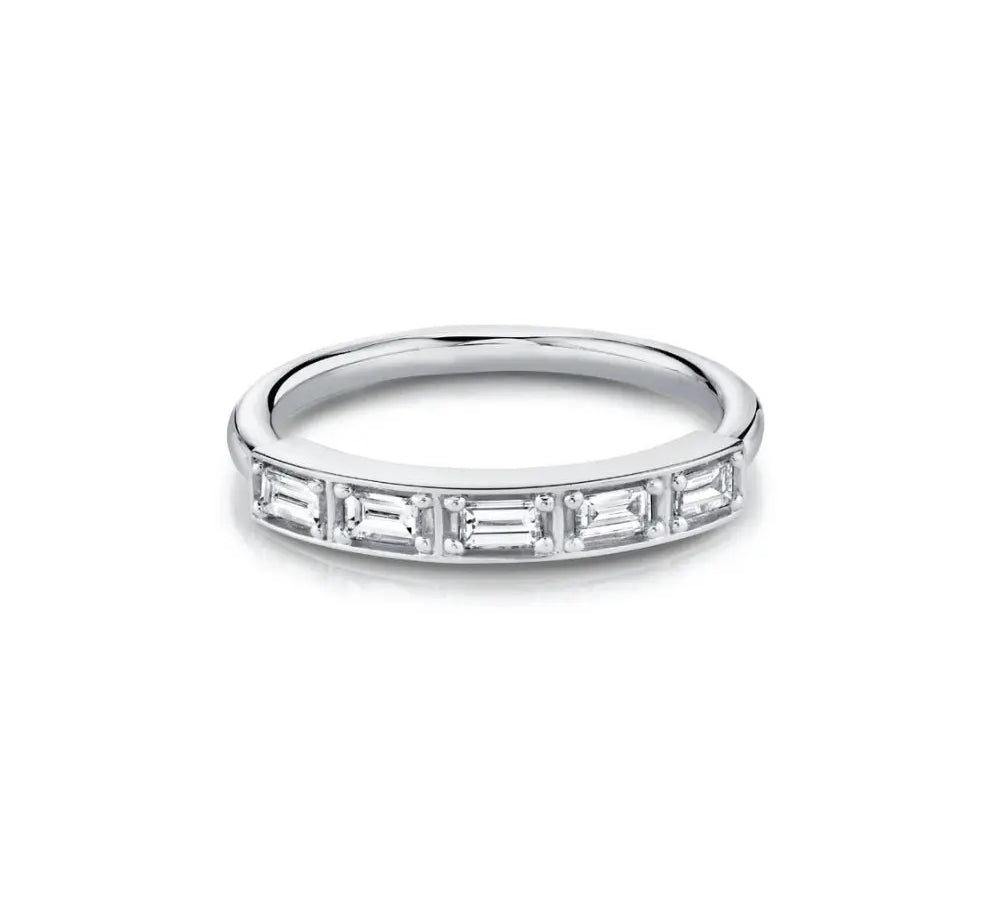 Marrow Fine Jewelry White Diamond Step Cut Stacking Wedding Band [White Gold]