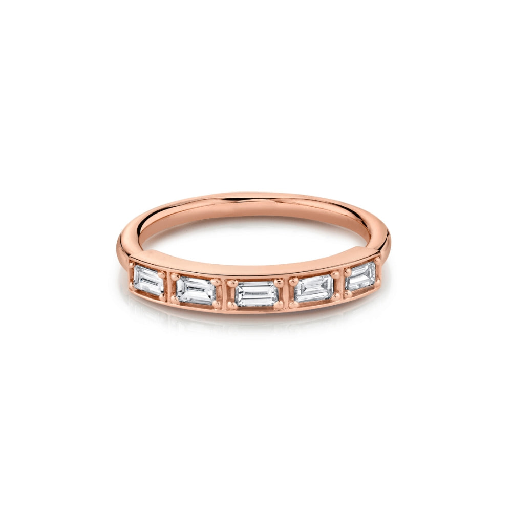 Marrow Fine Jewelry White Diamond Step Cut Stacking Wedding Band [Rose Gold]