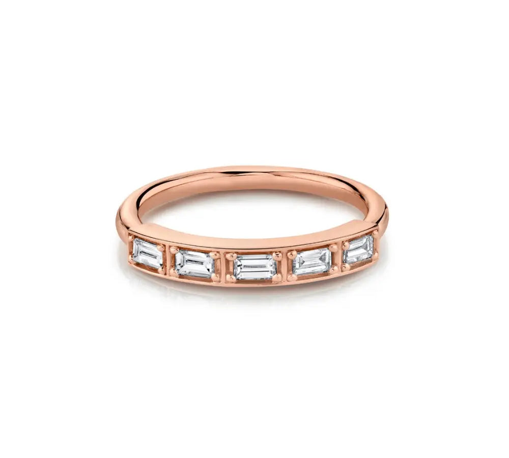 Marrow Fine Jewelry White Diamond Step Cut Stacking Wedding Band [Rose Gold]