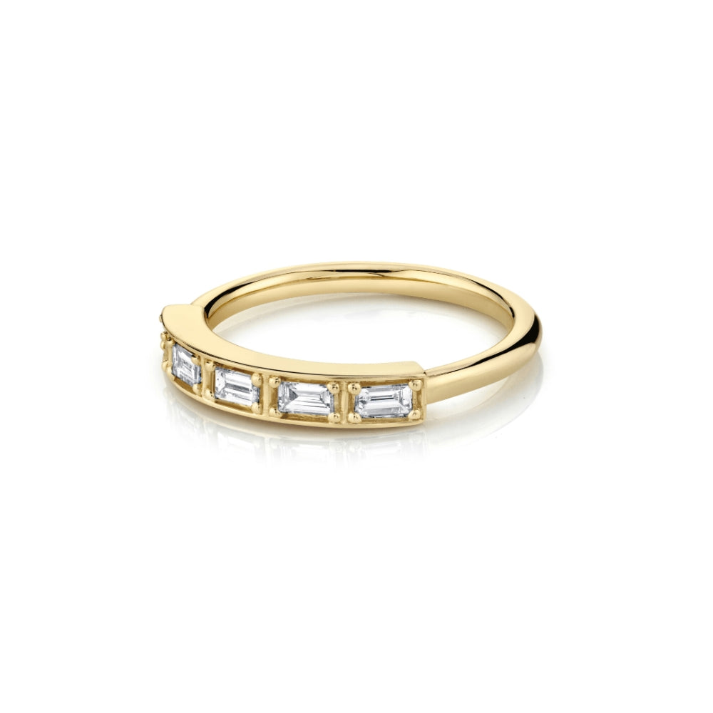 Marrow Fine Jewelry White Diamond Step Cut Stacking Wedding Band [Yellow Gold]