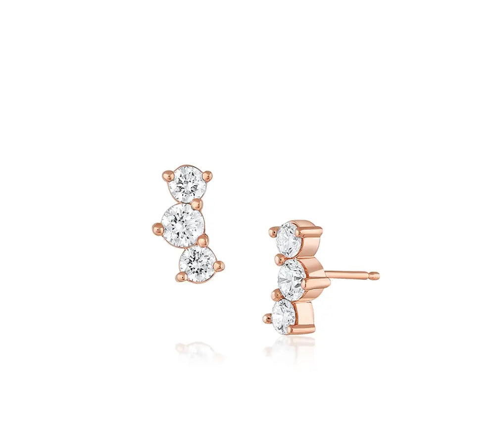 Marrow Fine Jewelry Large White Diamond Orion Studs [Rose Gold]