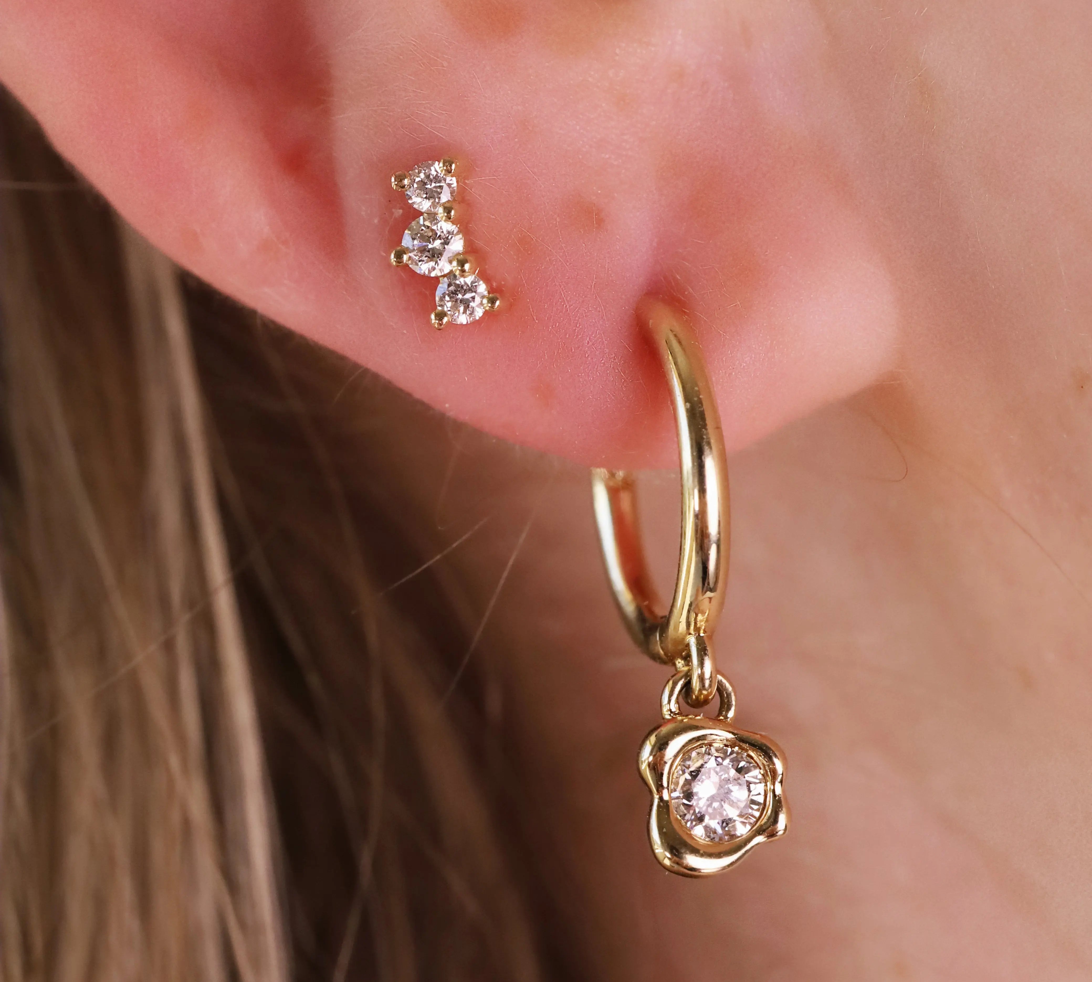 abstract bezel hoop earring and orion studs