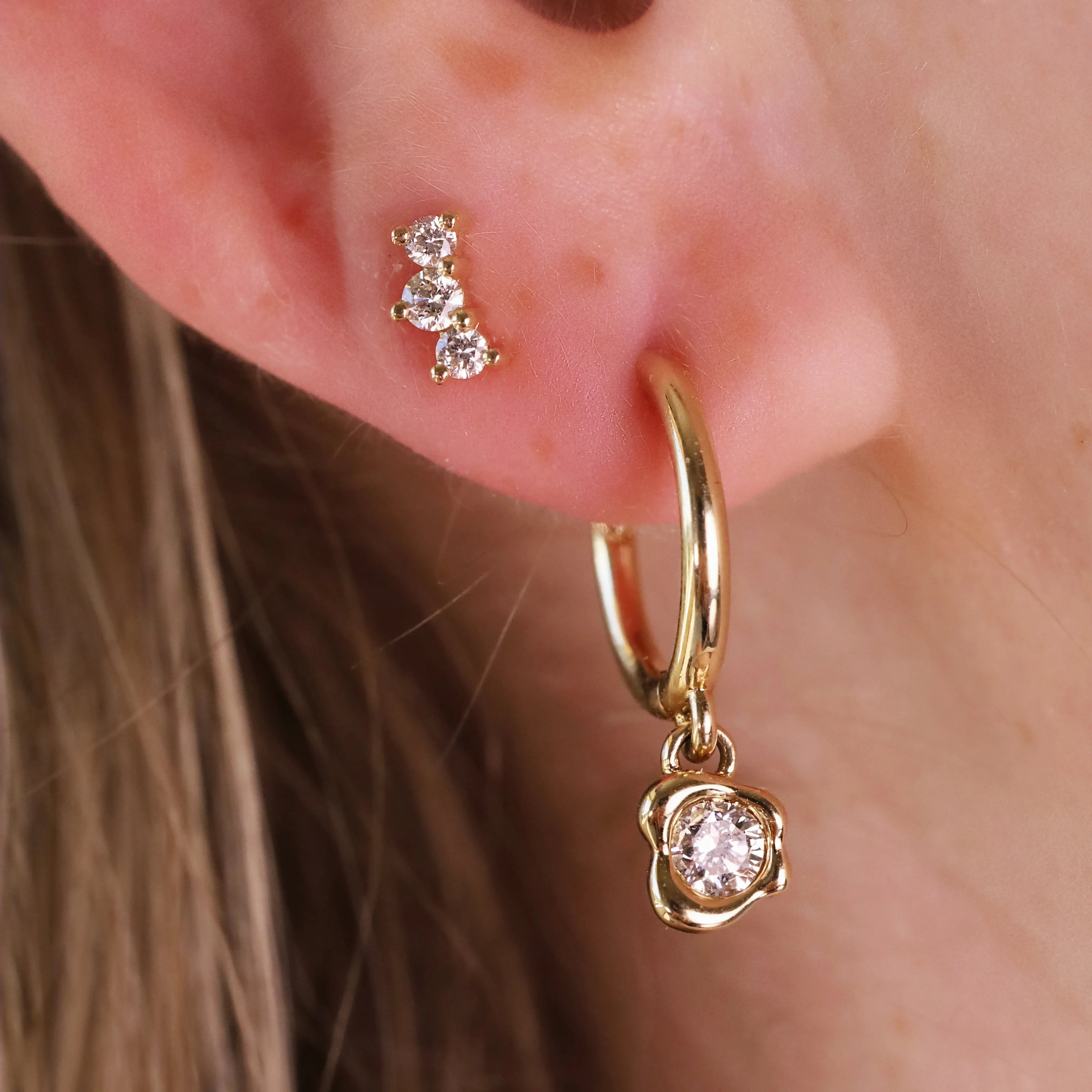 abstract bezel hoop earring and orion studs