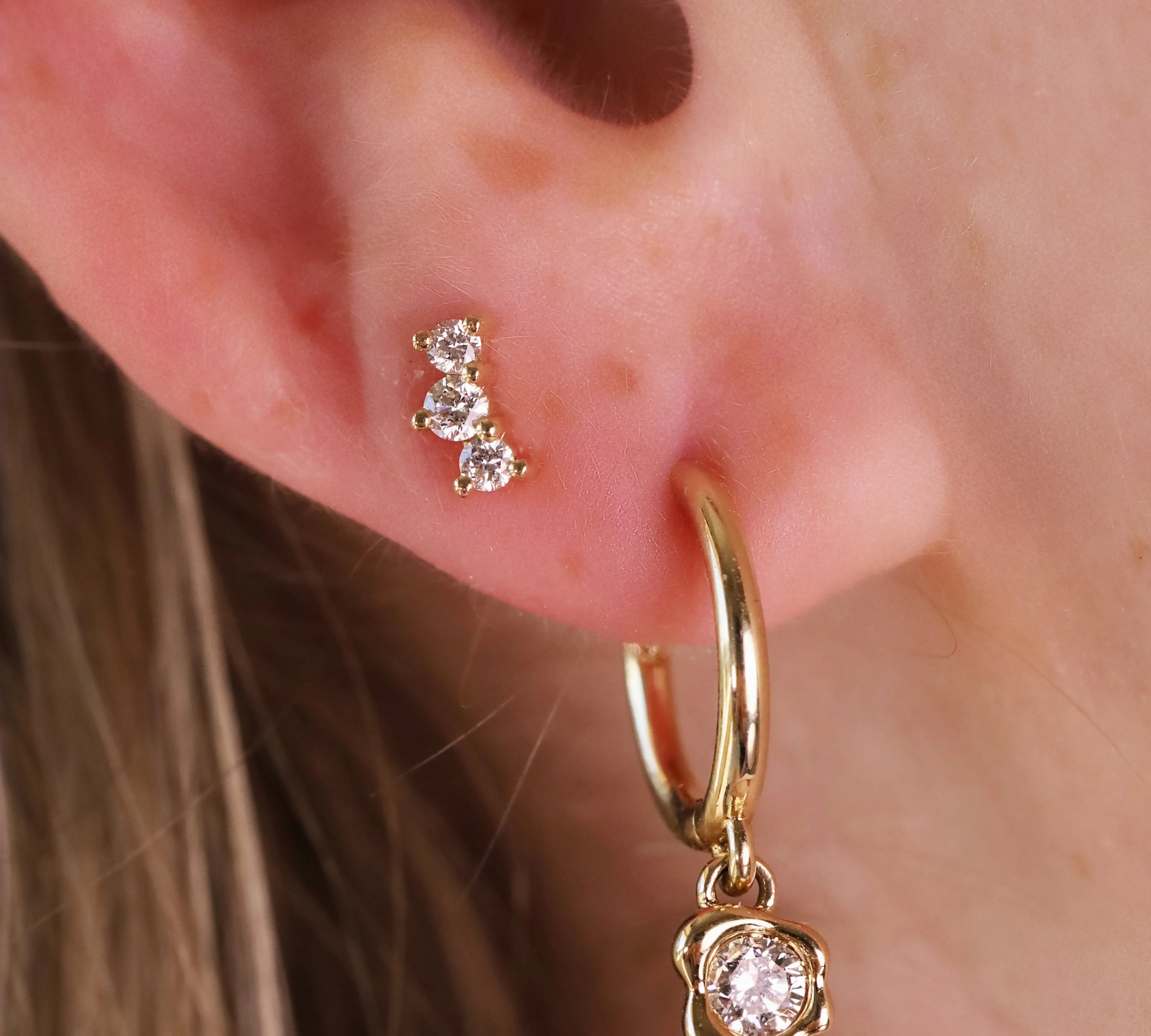 orion studs and abstract bezel hoop earrings