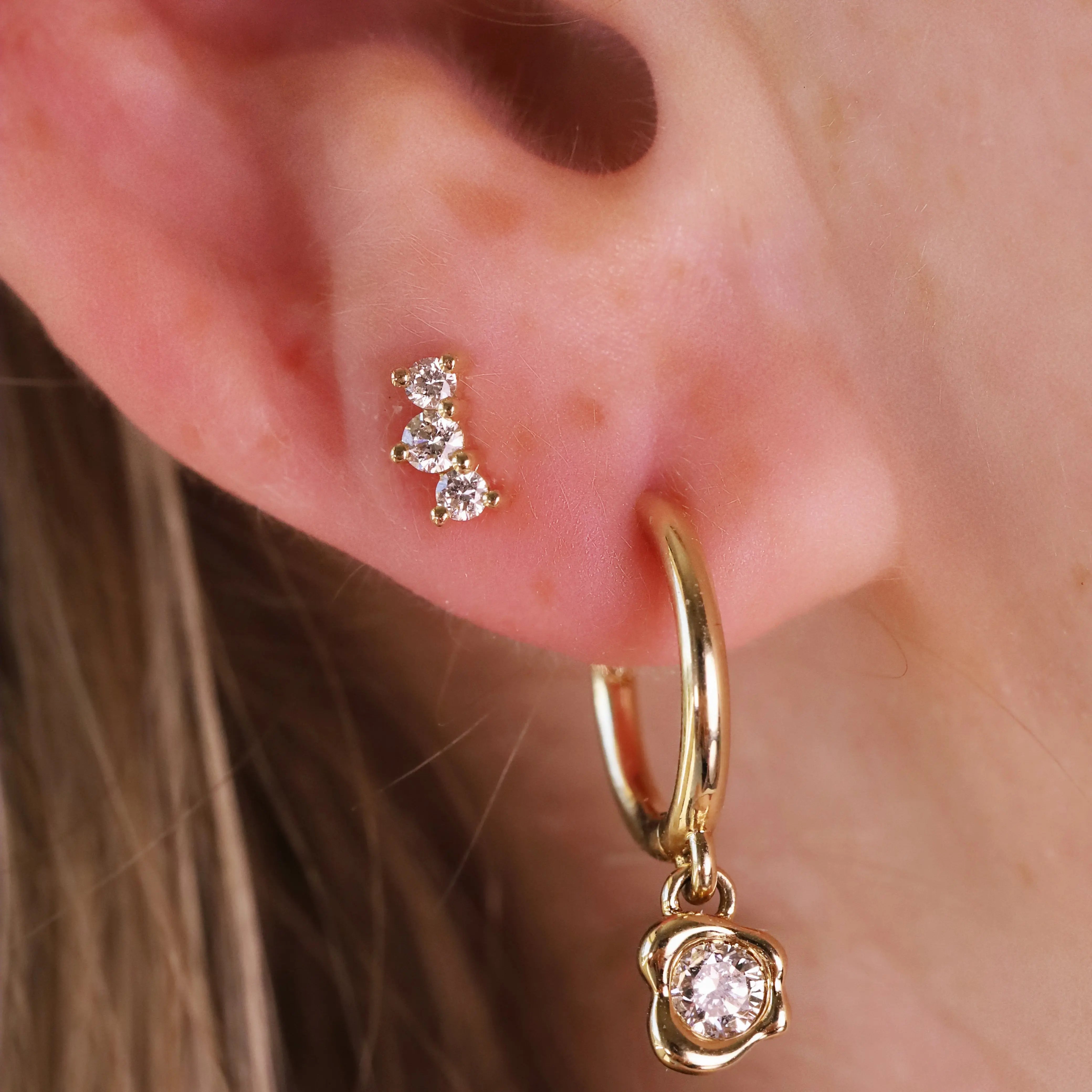 orion studs and abstract bezel hoop earrings