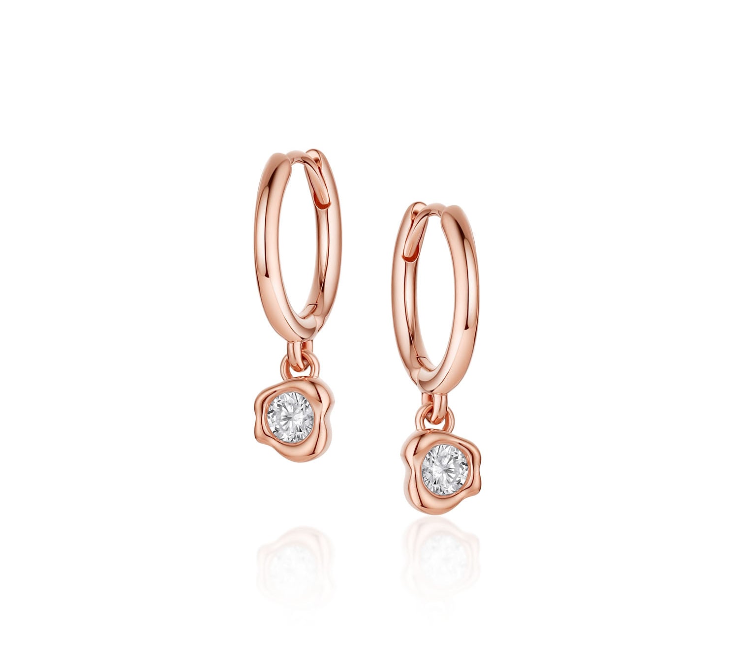 Abstract Bezel Lab-Created Diamond Hoops [Rose Gold]