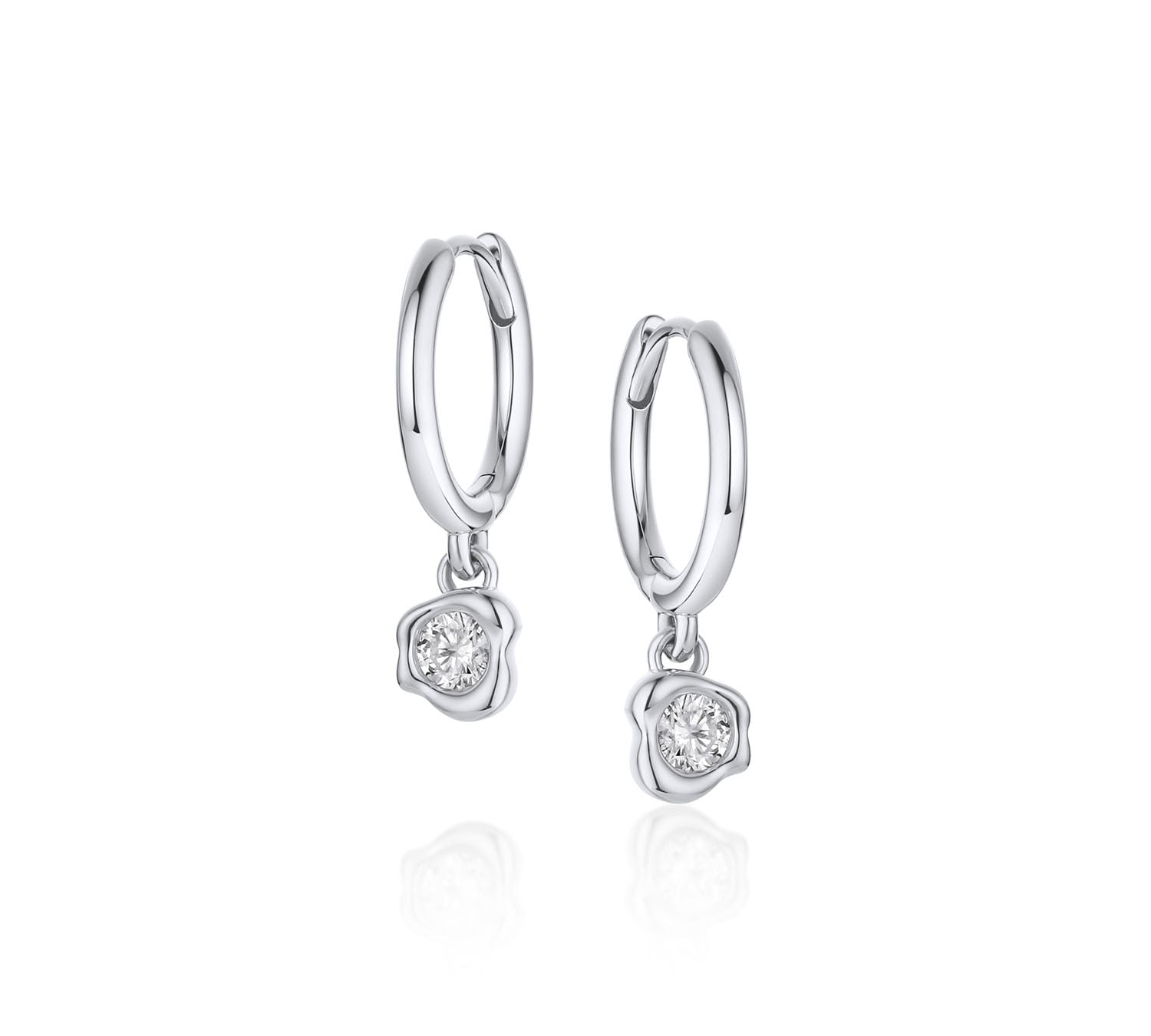 Abstract Bezel Lab-Created Diamond Hoops [White Gold]