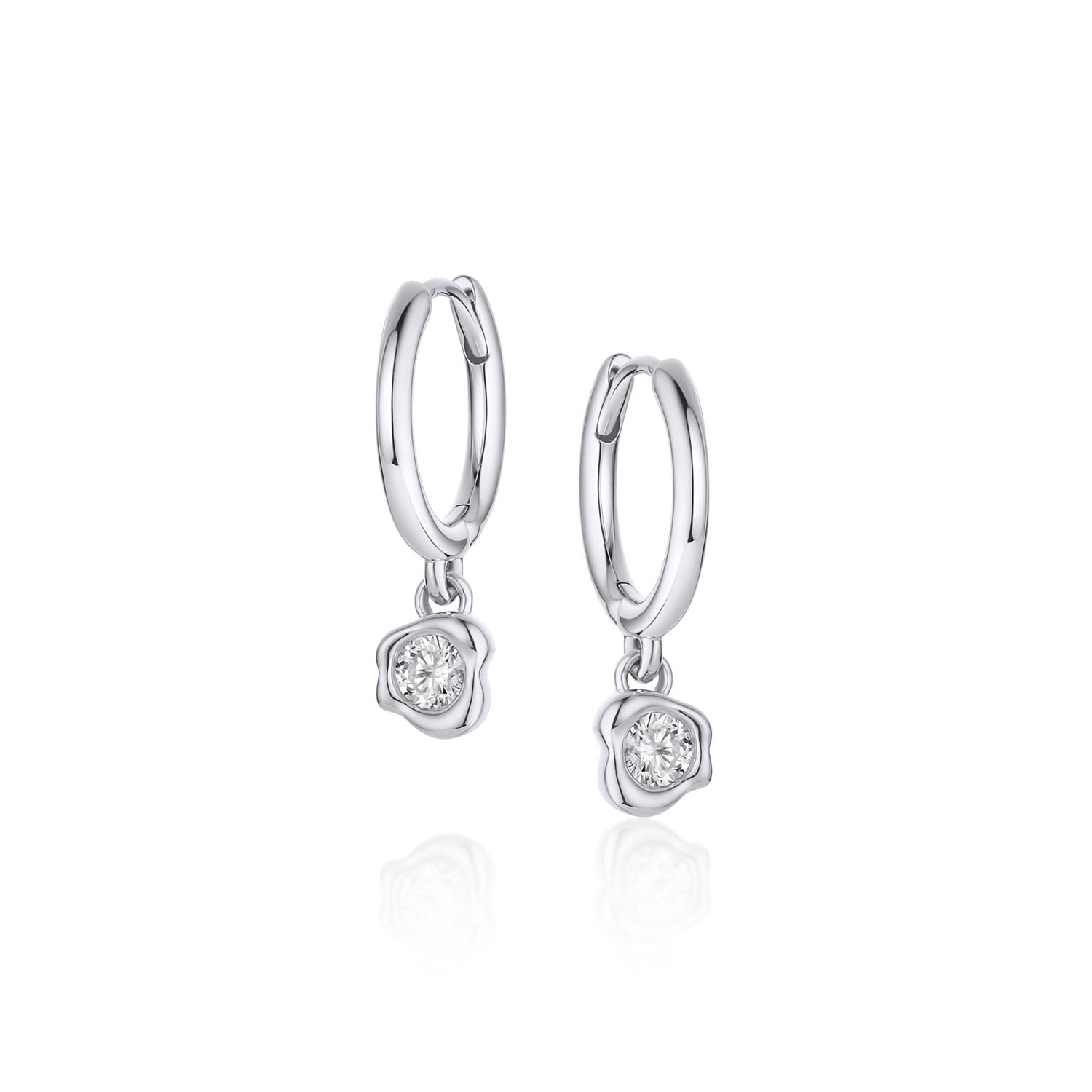 Abstract Bezel Lab-Created Diamond Hoops [White Gold]