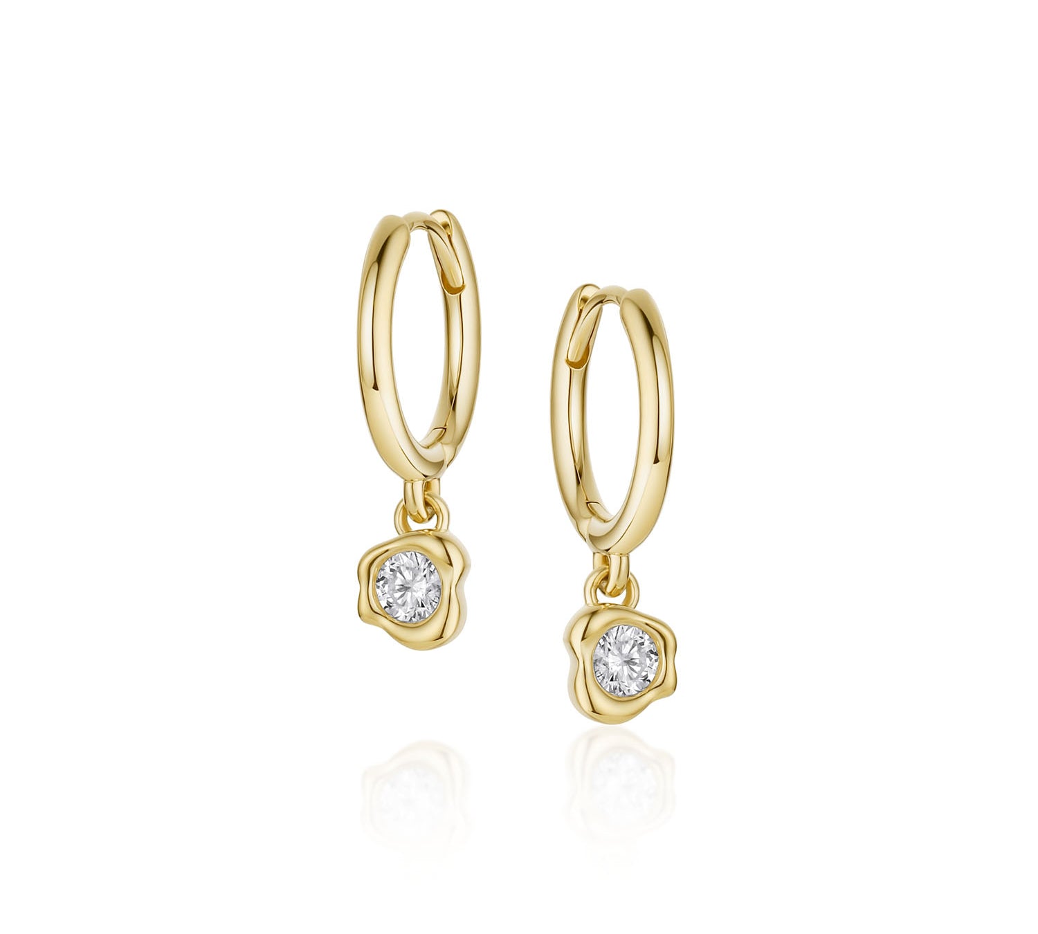 Abstract Bezel Lab-Created Diamond Hoops [Yellow Gold]