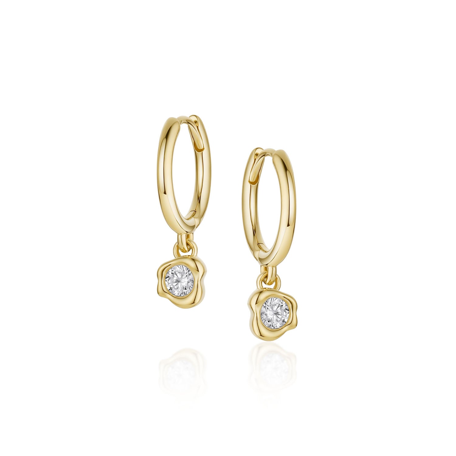Abstract Bezel Lab-Created Diamond Hoops [Yellow Gold]