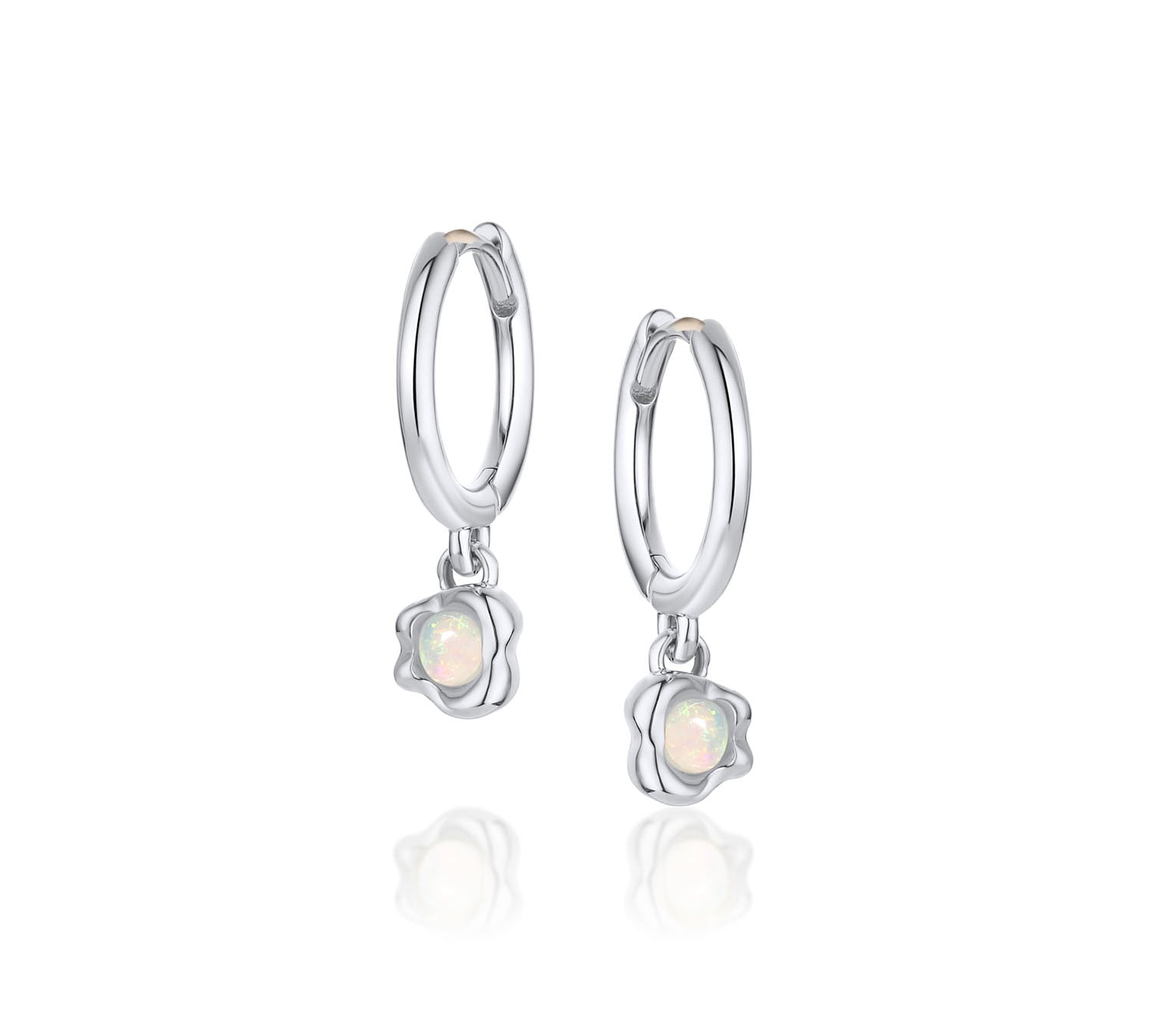 Abstract Bezel Opal Hoops [White Gold]