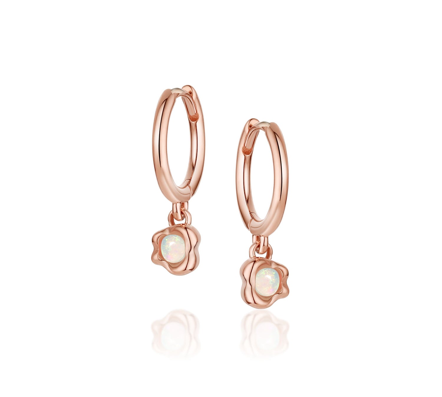 Abstract Bezel Opal Hoops [Rose Gold]