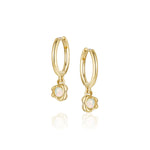 Abstract Bezel Opal Hoops [Yellow Gold]