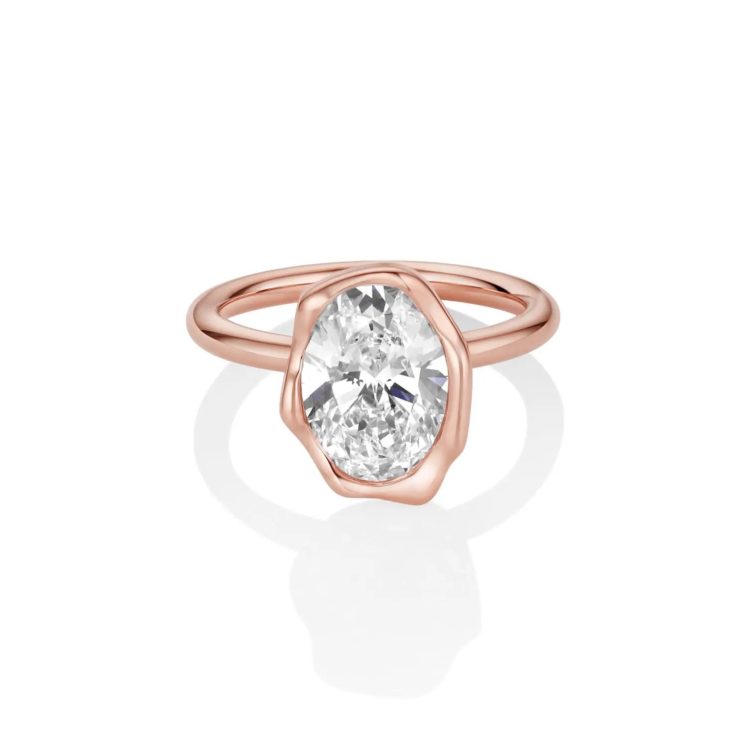 The Abstract Bezel Oval Engagement Ring [rose gold]