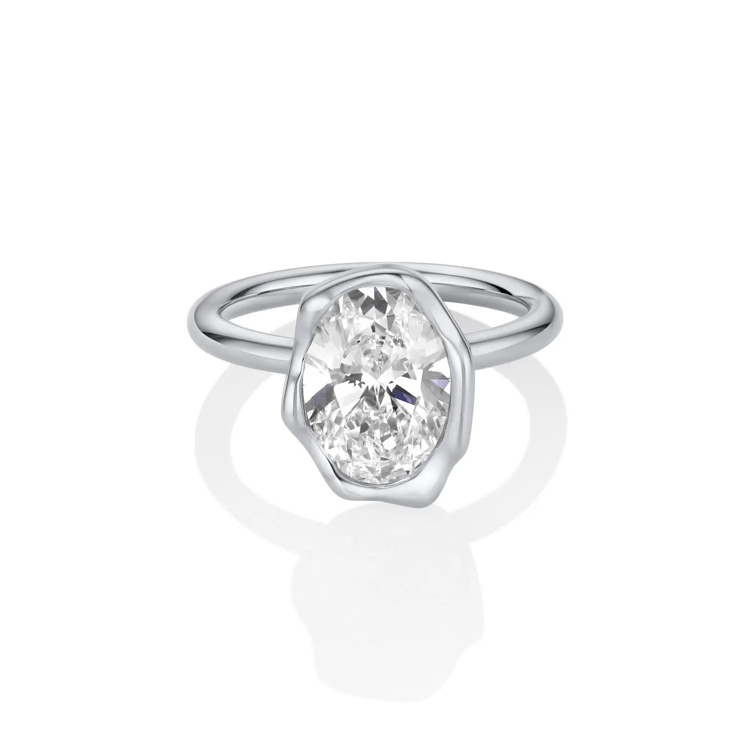 The Abstract Bezel Oval Engagement Ring [White Gold]