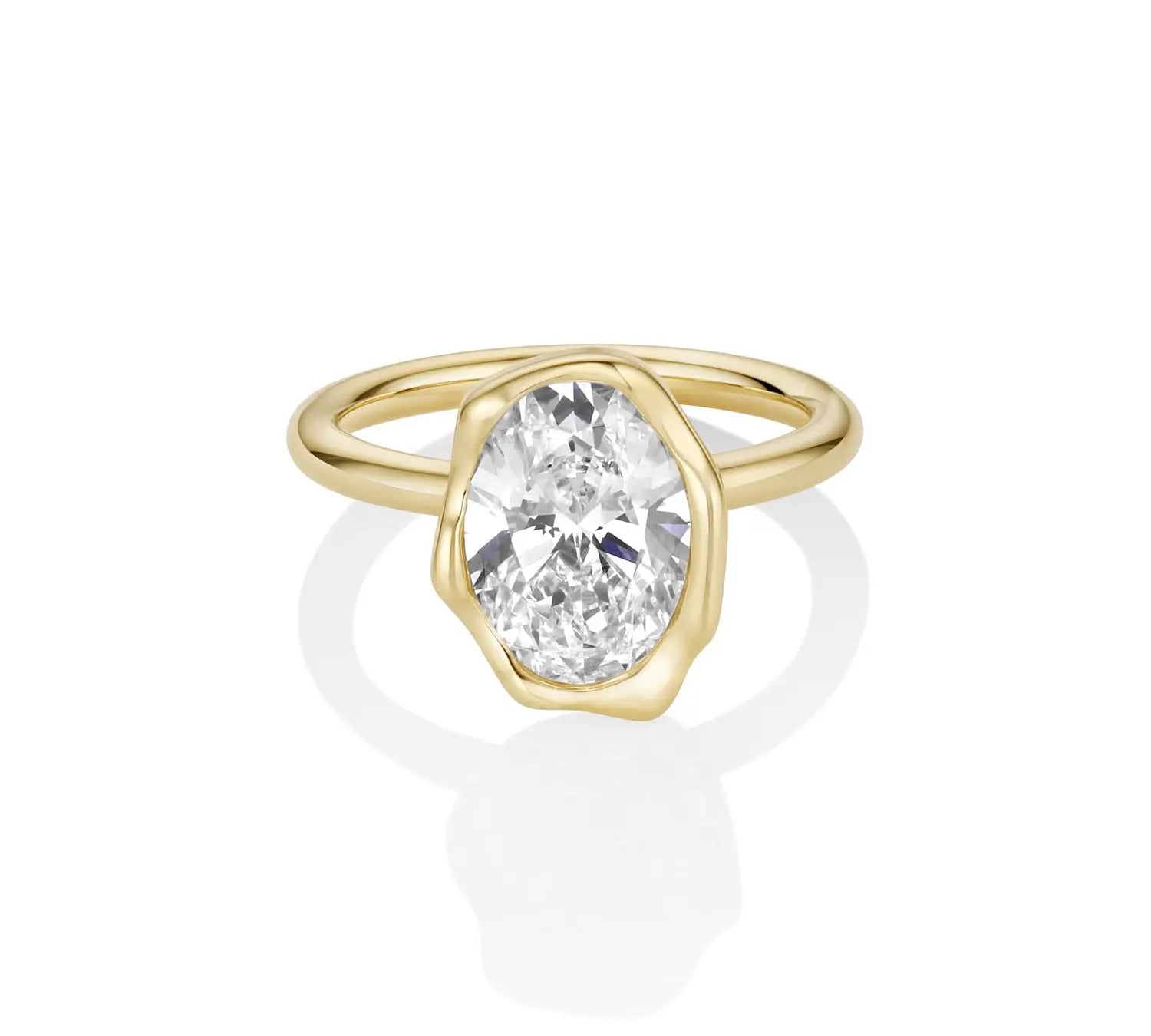 The Abstract Bezel Oval Engagement Ring [Yellow Gold]