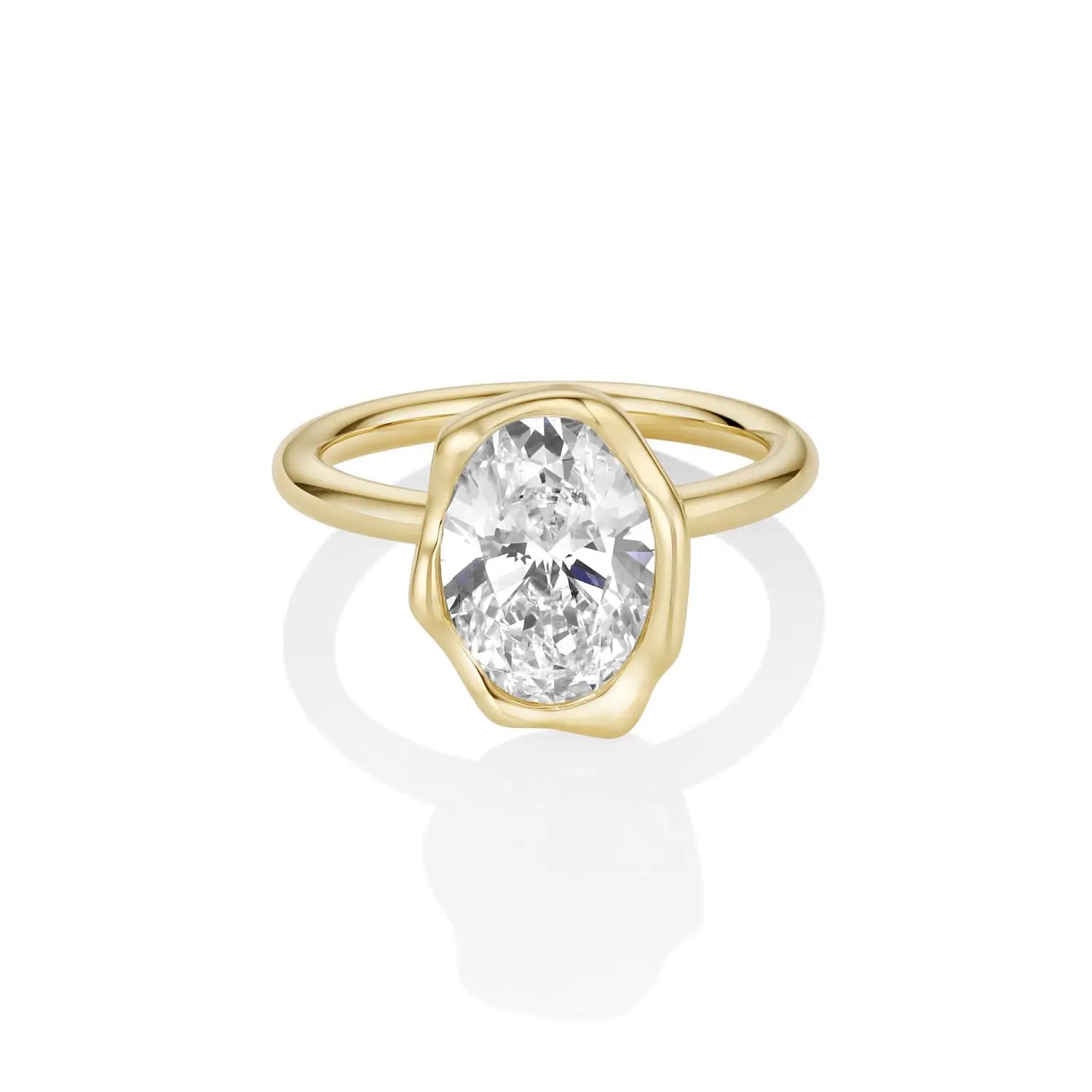 The Abstract Bezel Oval Engagement Ring [Yellow Gold]