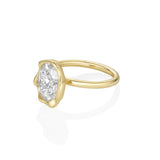 The Abstract Bezel Oval Engagement Ring Side View [Yellow Gold] 