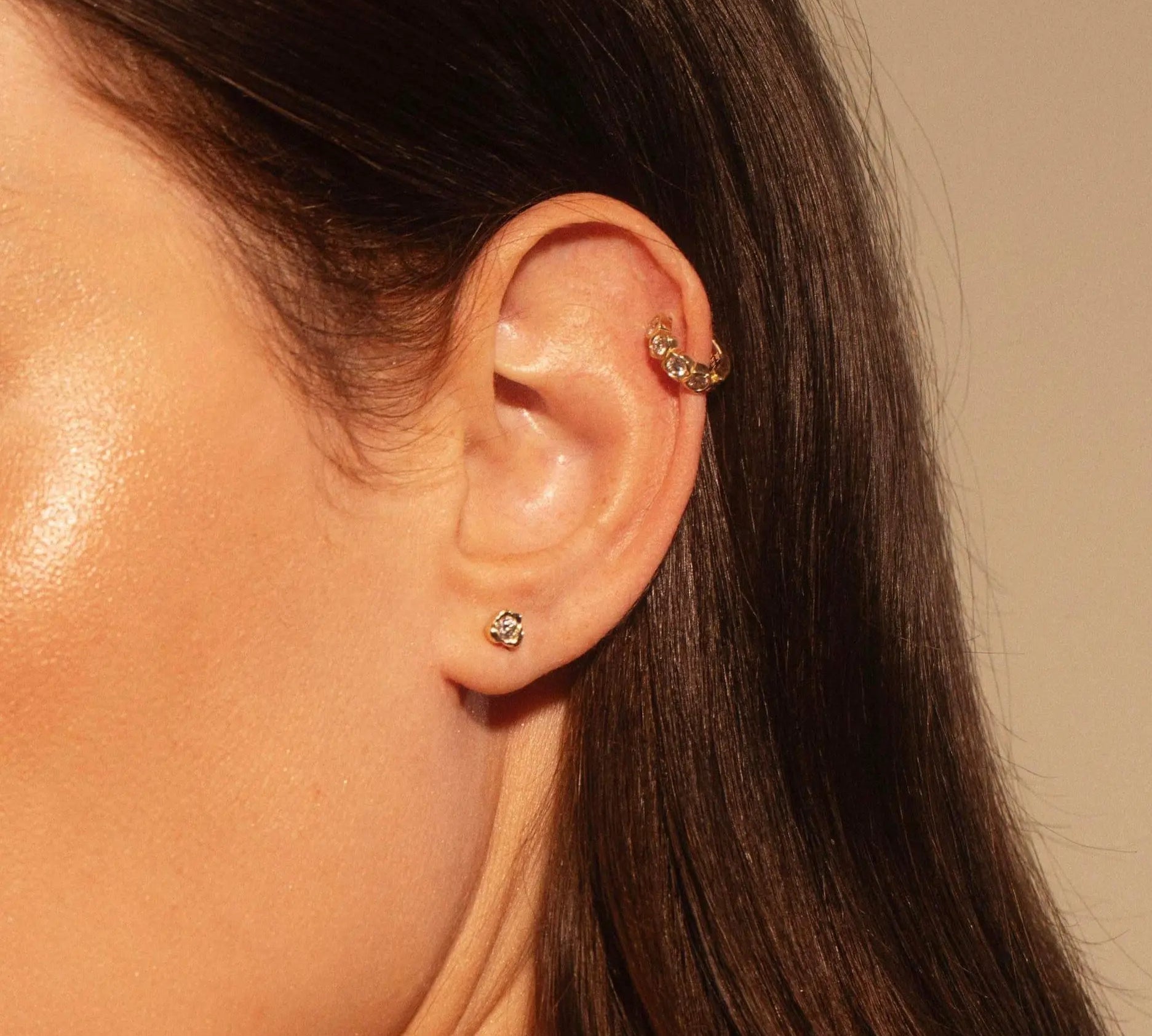 White Diamond Abstract Bezel Studs Marrow Fine