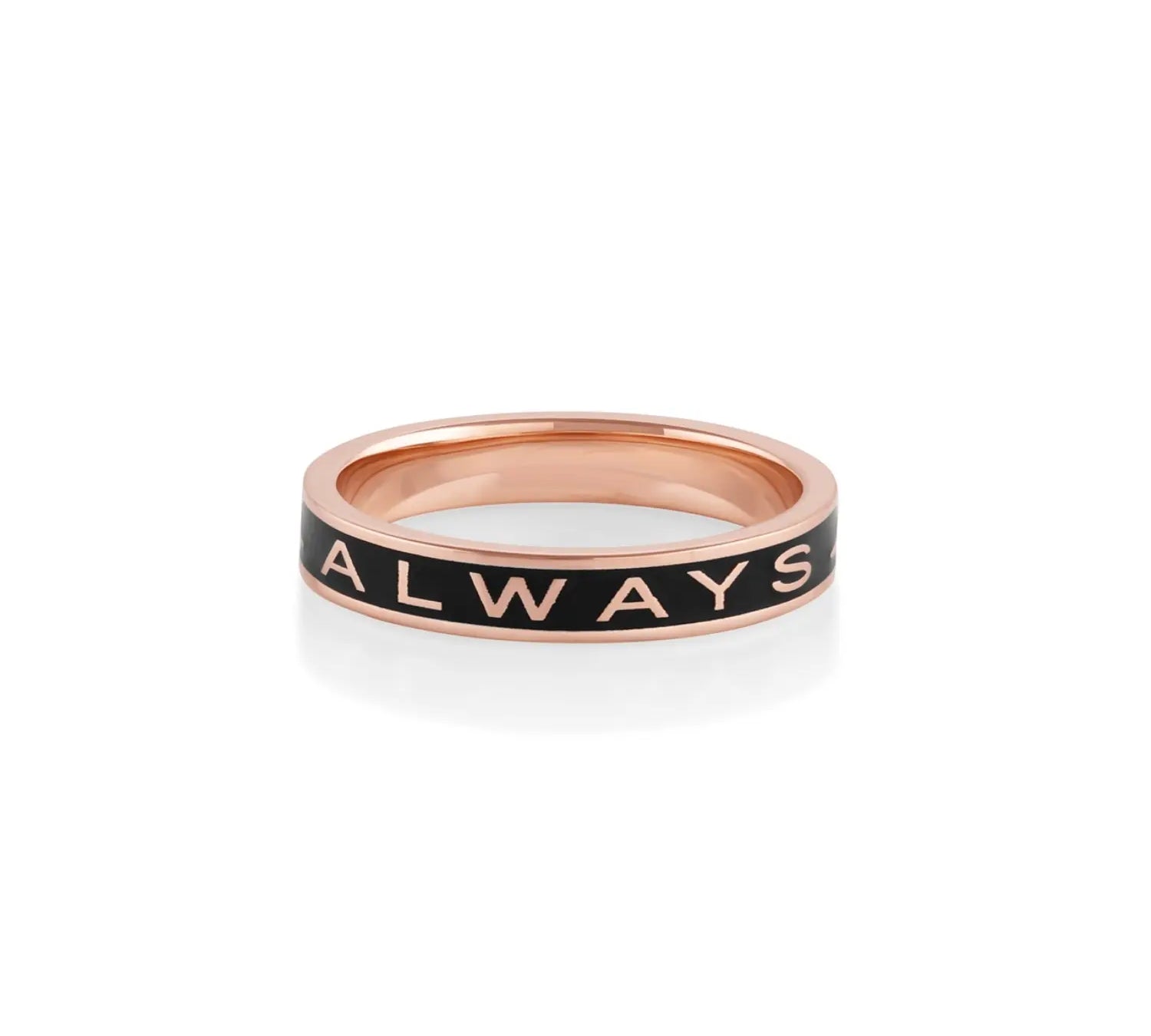 "Always" Gold Memory Ring – Black Enamel [Rose Gold]