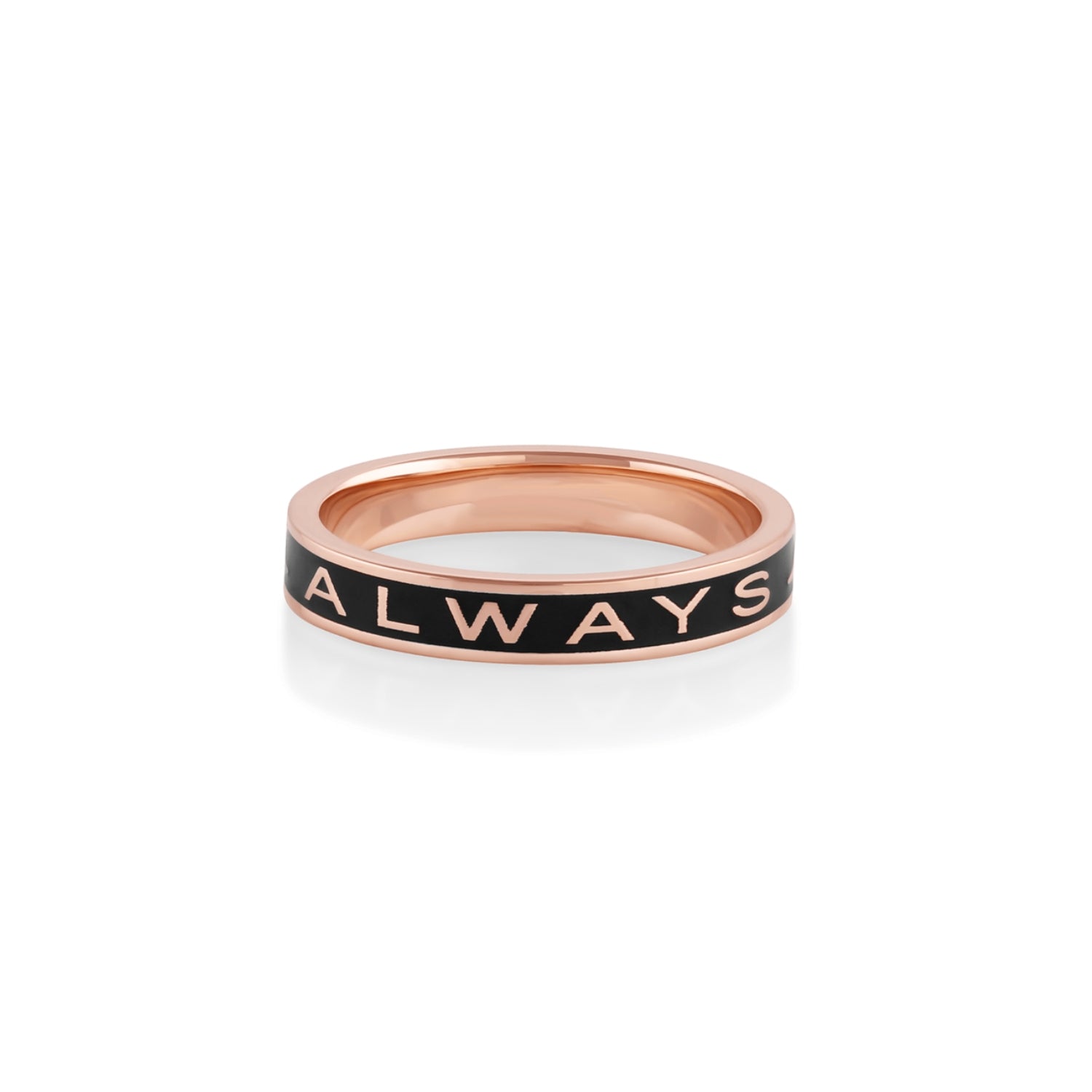 "Always" Gold Memory Ring – Black Enamel [Rose Gold]
