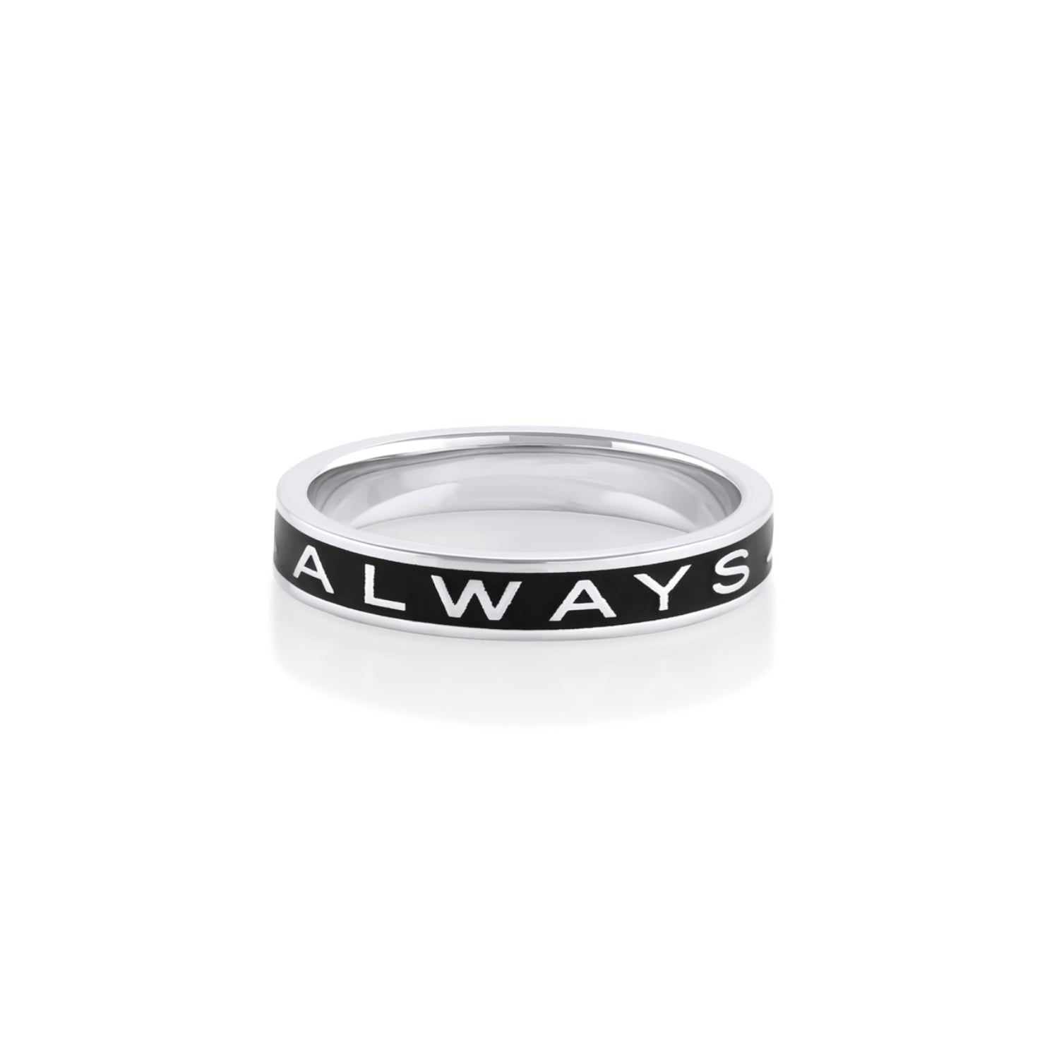 "Always" Gold Memory Ring – Black Enamel [White Gold]
