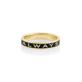 "Always" Gold Memory Ring – Black Enamel [Yellow Gold]