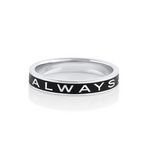 "Always" Gold Memory Ring – Black Enamel [White Gold]