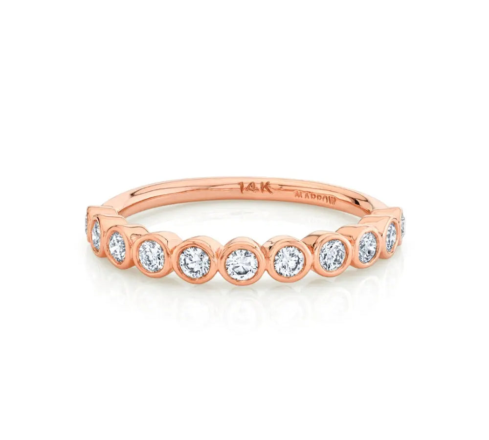 Marrow Fine Jewelry White Diamond Circle Bezel Wedding Band [Rose Gold]