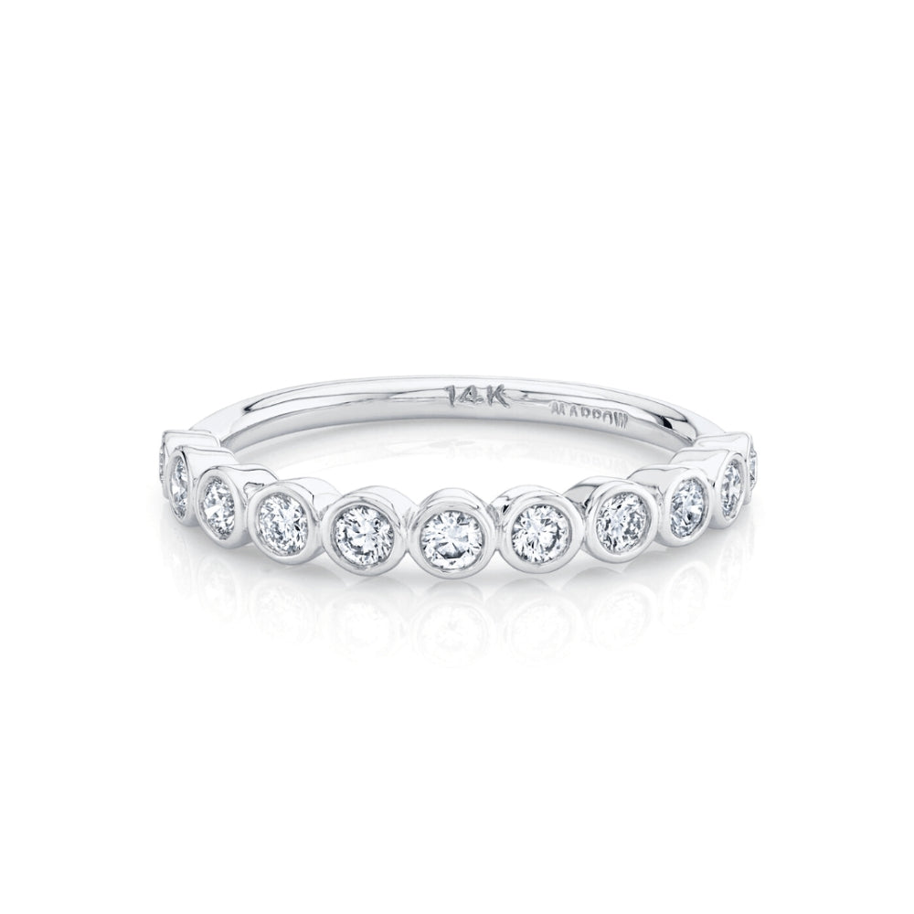 Marrow Fine Jewelry White Diamond Circle Bezel Wedding Band [White Gold]