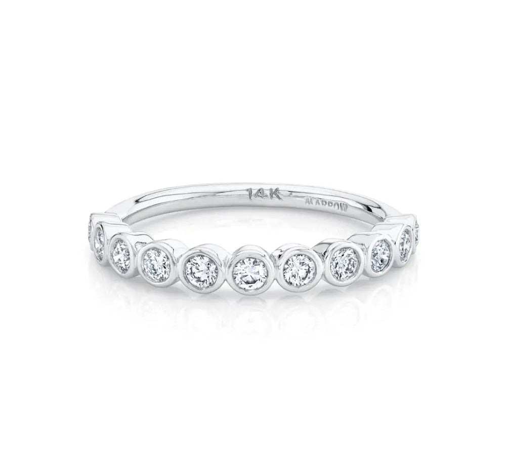 Marrow Fine Jewelry White Diamond Circle Bezel Wedding Band [White Gold]