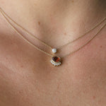Red-orange gemstone sunrise choker necklace on model