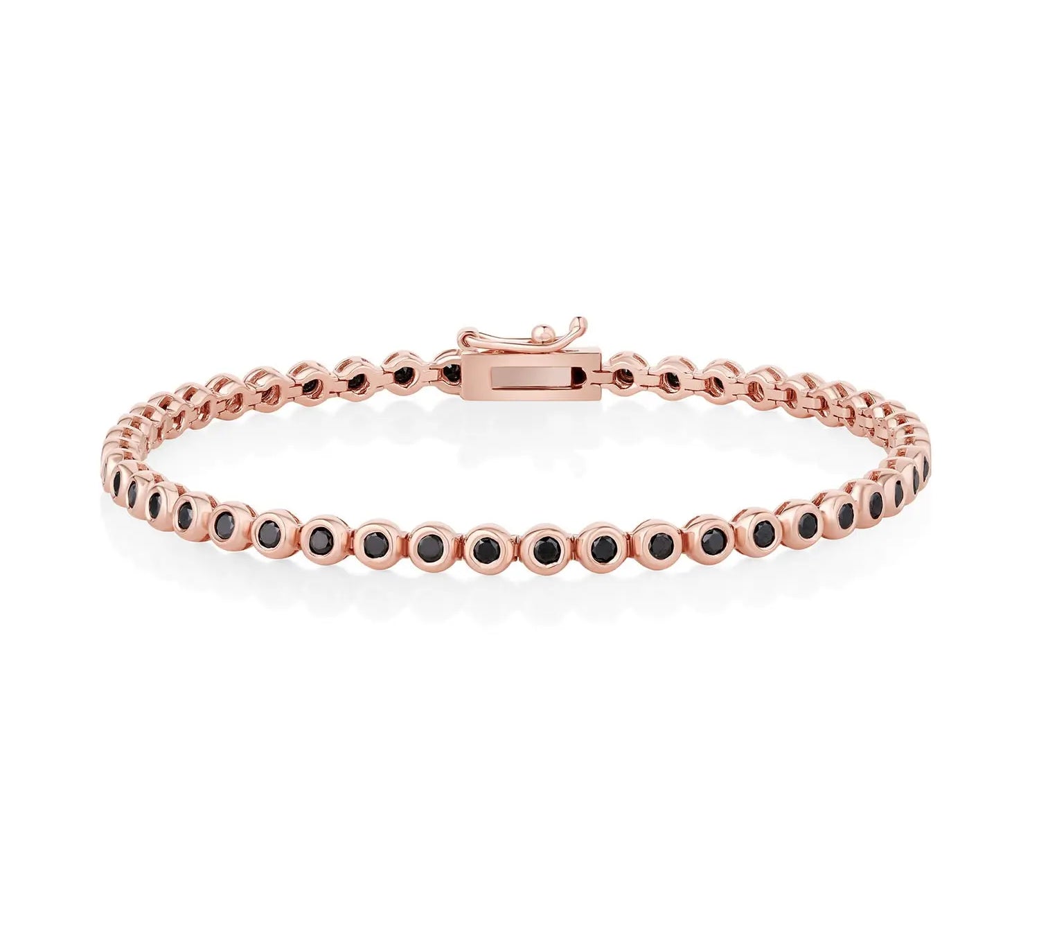 Black Diamond Bezeled Tennis Bracelet [Rose Gold]