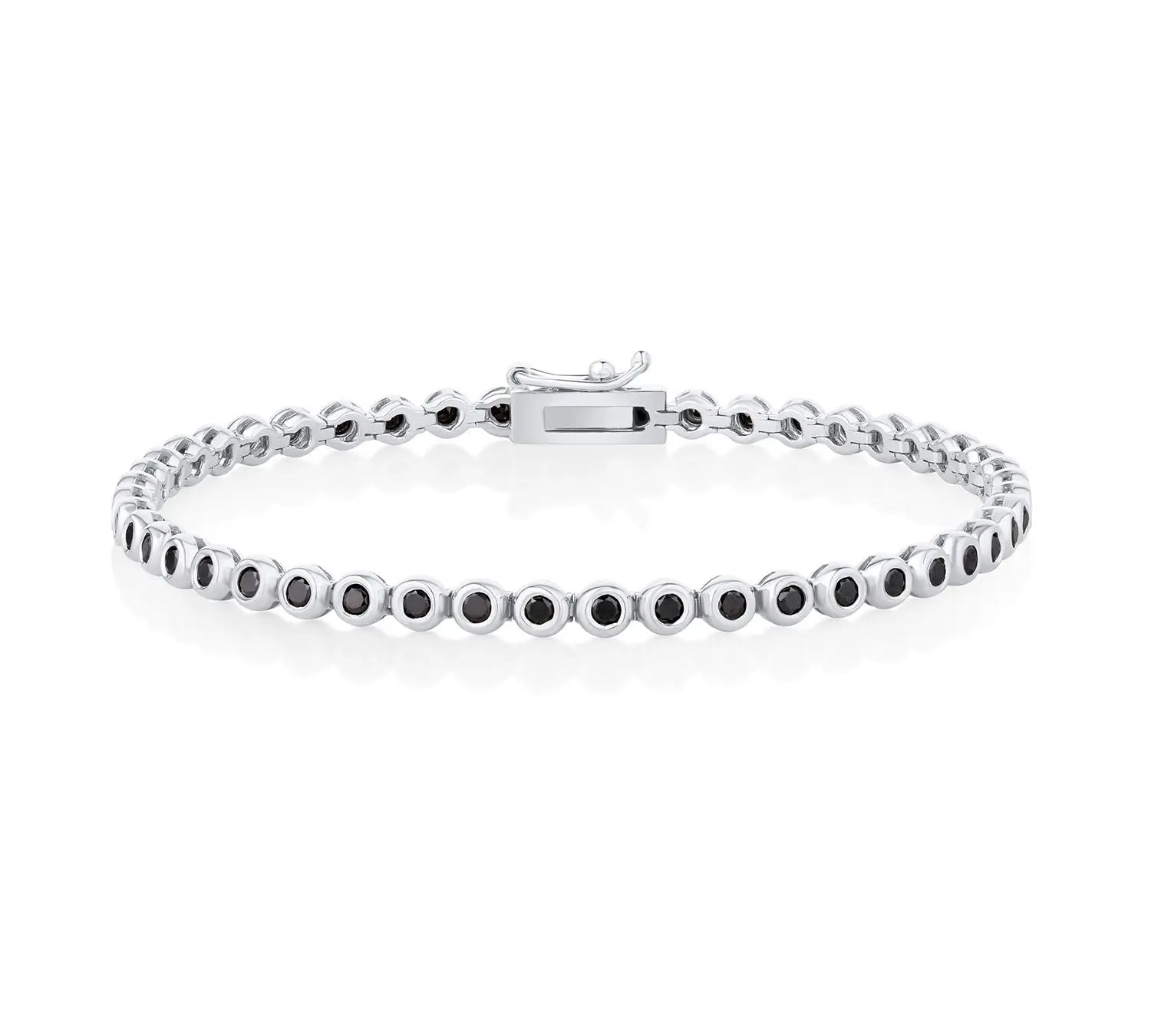 Black Diamond Bezeled Tennis Bracelet [White Gold]