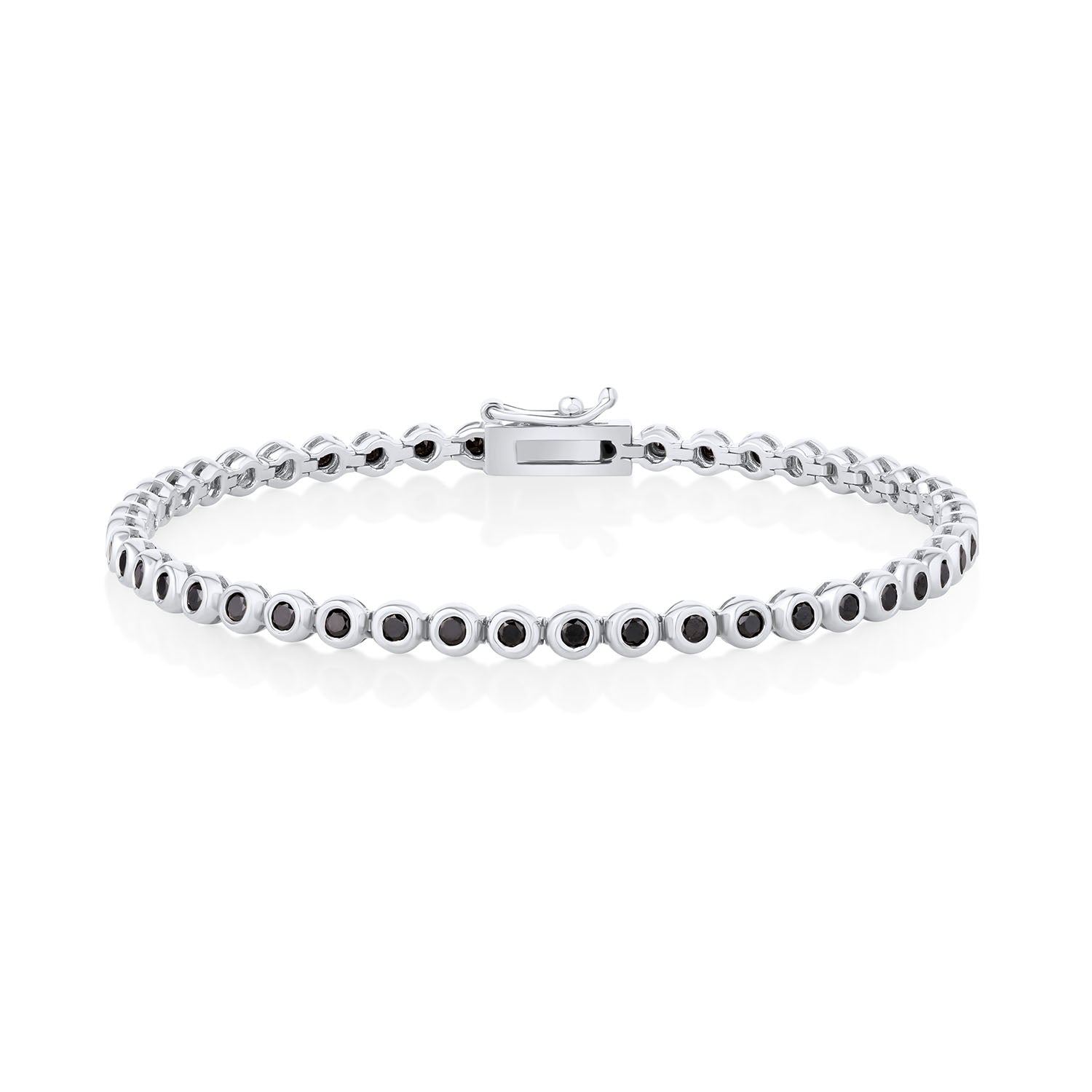 Black Diamond Bezeled Tennis Bracelet [White Gold]
