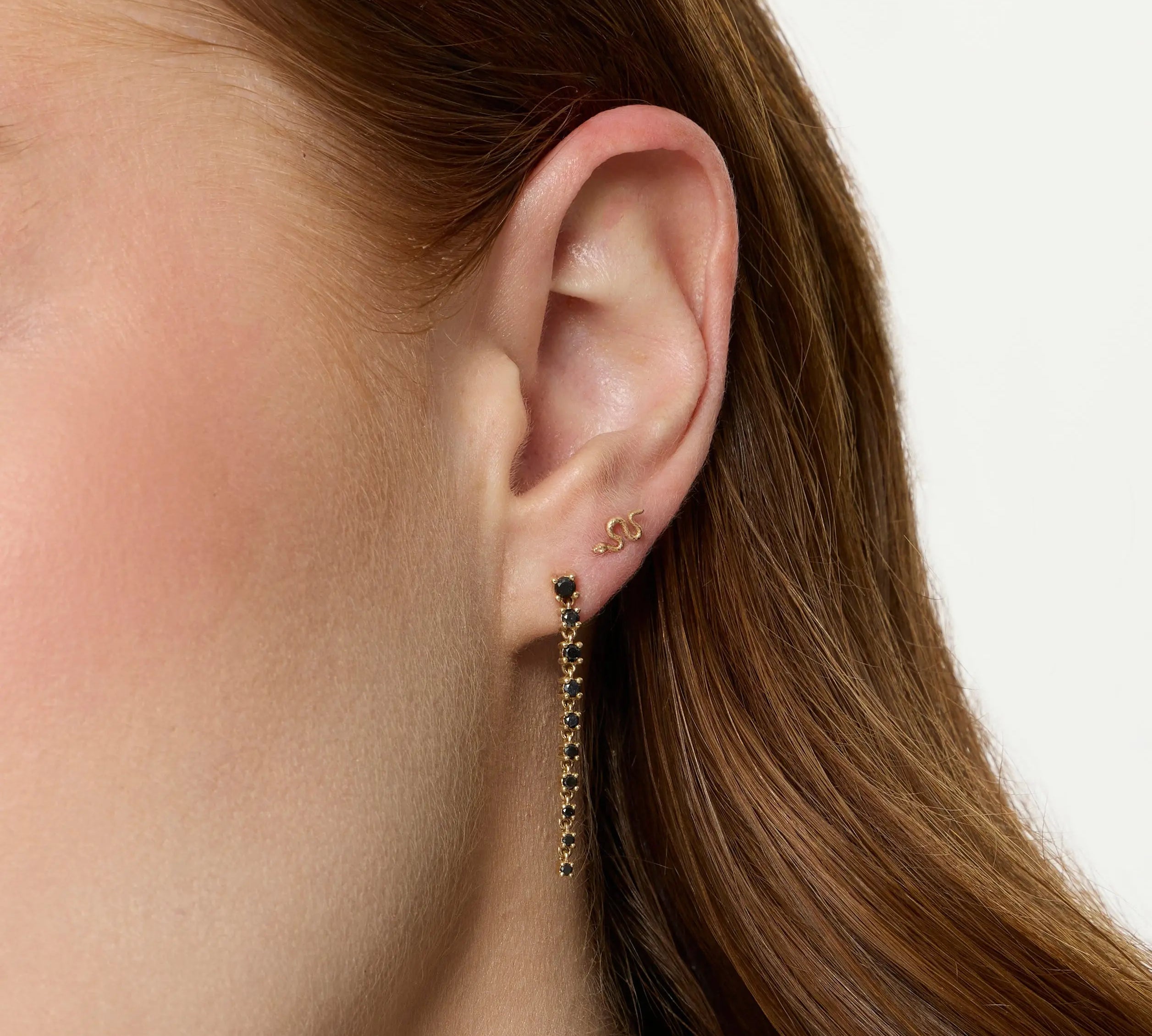 Black Diamond Cascading Earrings [in ear]