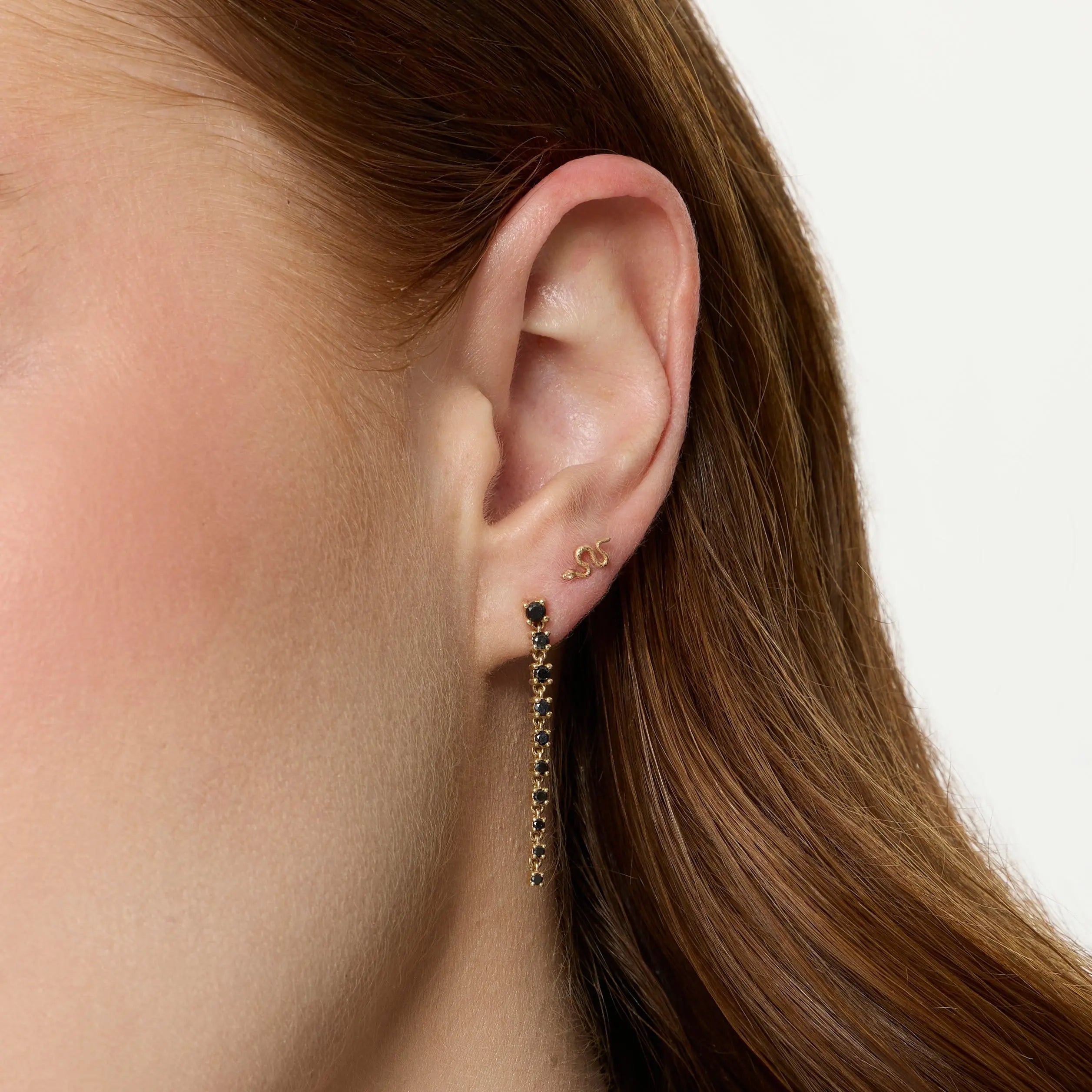 Black Diamond Cascading Earrings [in ear]