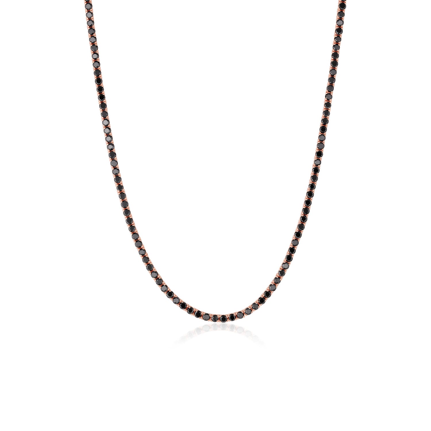 Black Diamond Tennis Necklace [Rose Gold]