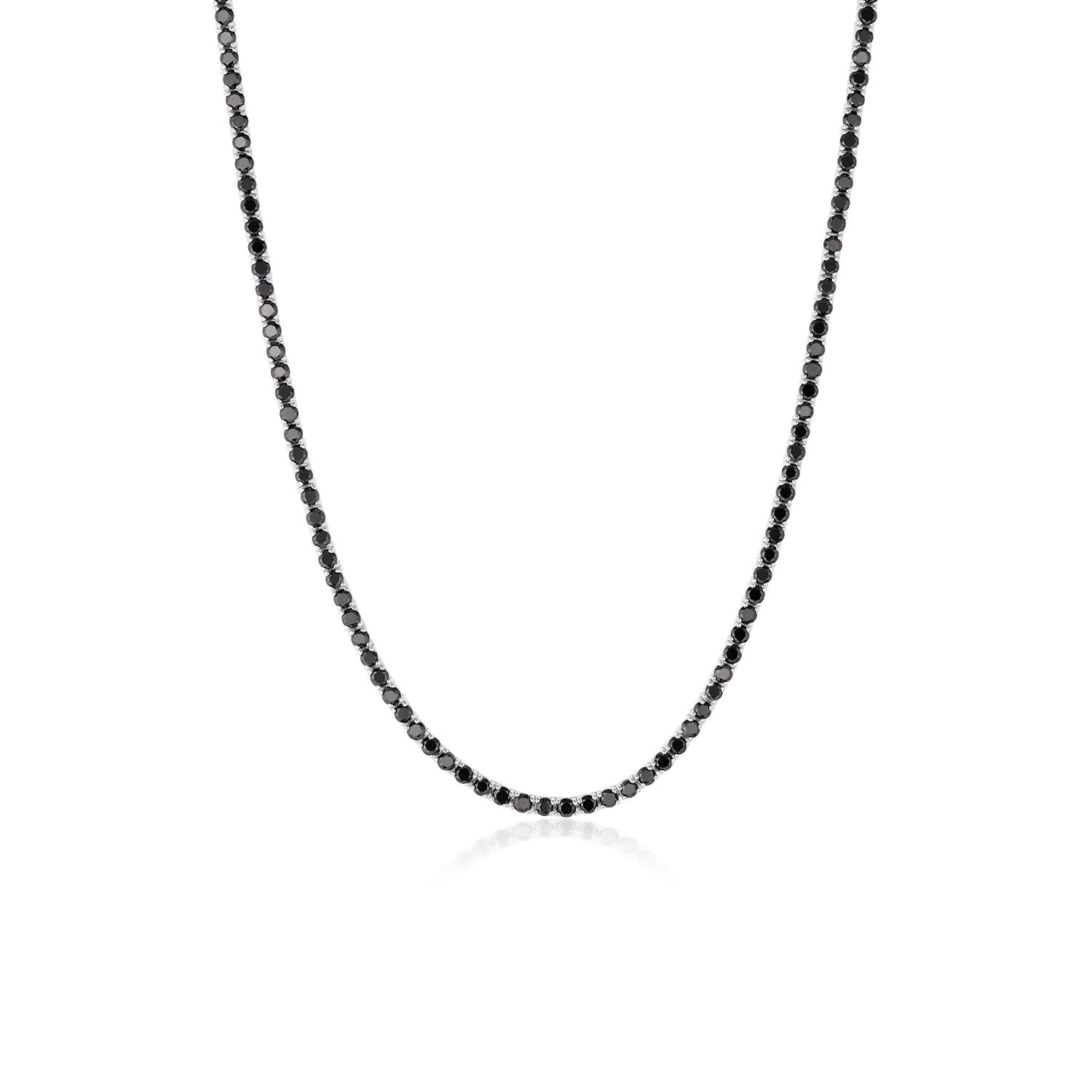 Black Diamond Tennis Necklace [White Gold]