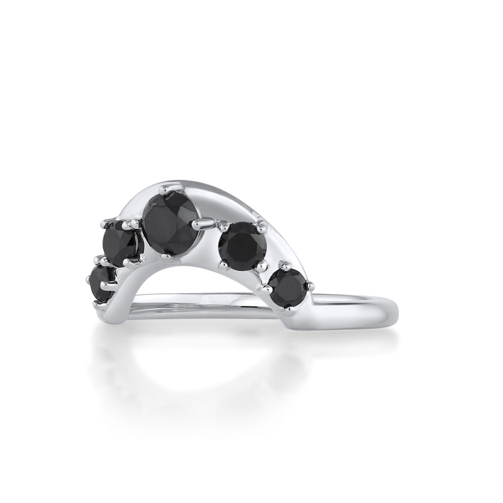 Marrow Fine Jewelry Black Diamond Crescendo Stacking Band [White Gold side]